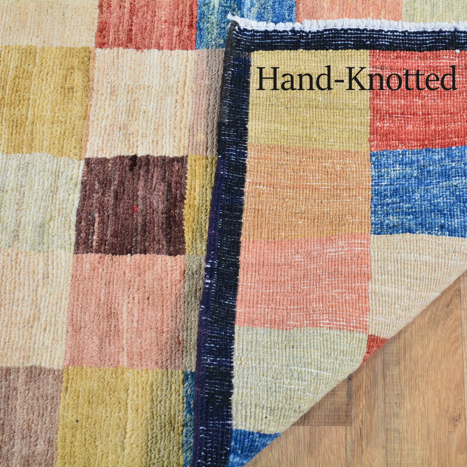 Hand-Knotted New Gabbeh Design Wool Area Rug (Size 4.2 X 6.4) Brral-798