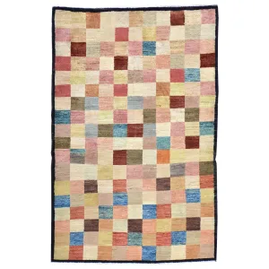 Hand-Knotted New Gabbeh Design Wool Area Rug (Size 4.2 X 6.4) Brral-798
