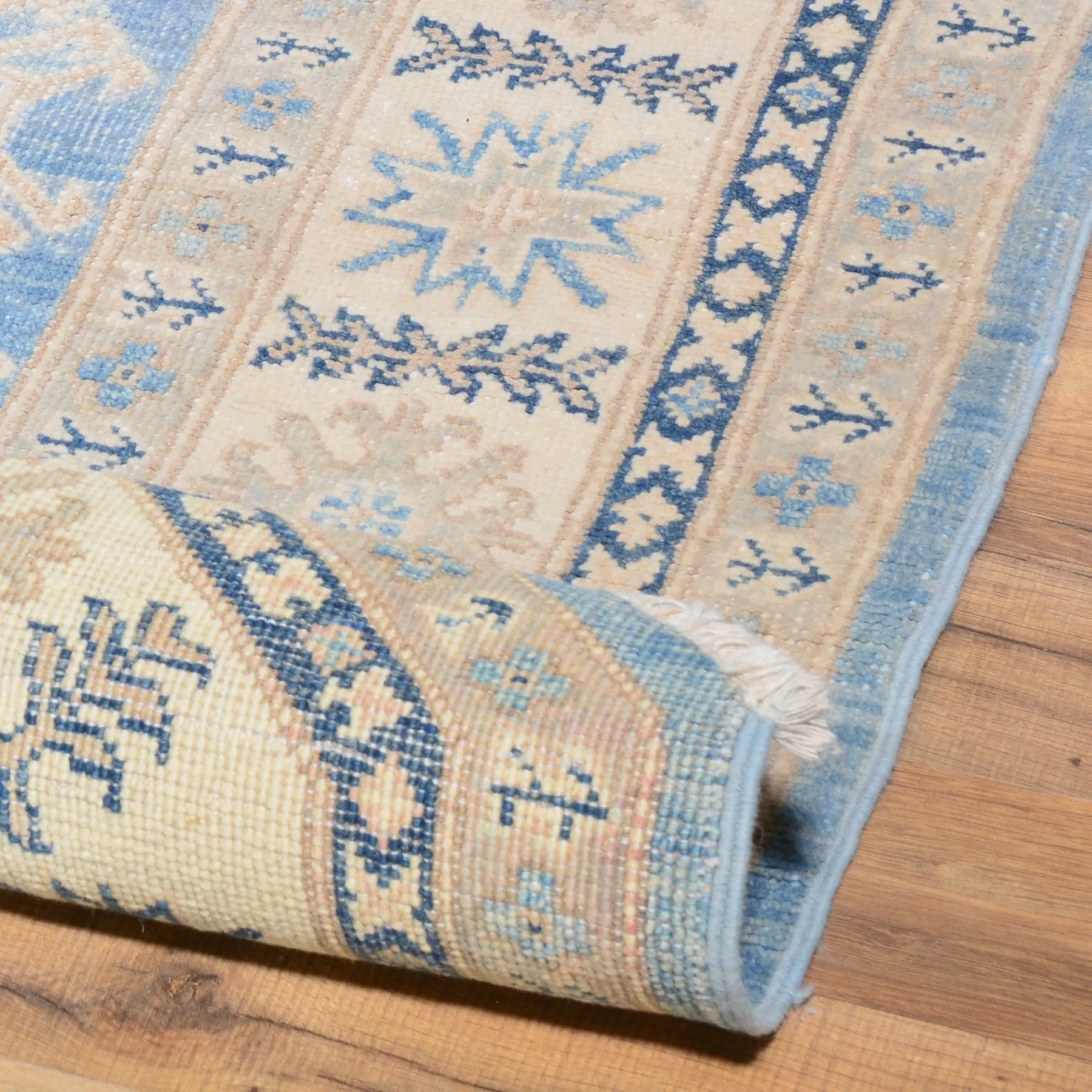 Hand-Knotted Octagon Vintage Look Kazak Design Wool Rug (Size 6.0 X 6.0) Cwral-7947