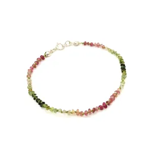 Hand Knotted Ombre Pink and Green Tourmaline Nugget Bracelet