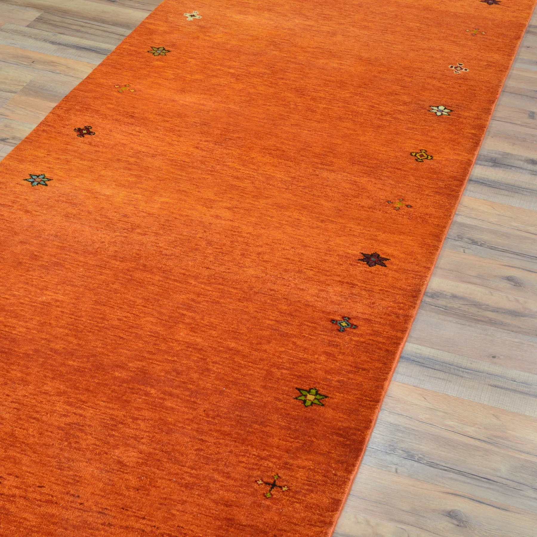Hand-Knotted Orange Modern Gabbeh Handmade 100% Wool Rug (Size 2.8 X 10.1) Cwral-9498
