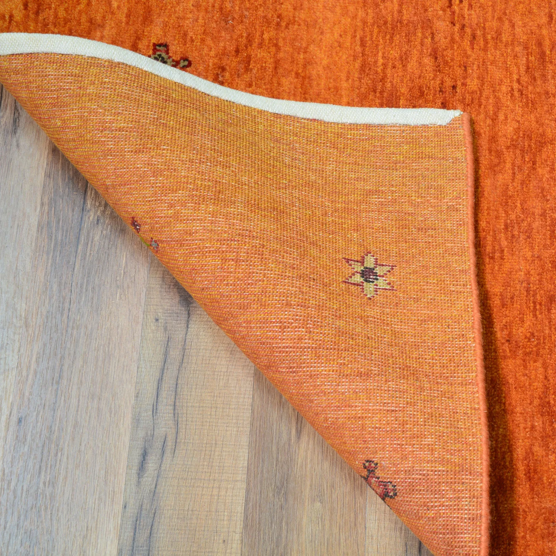 Hand-Knotted Orange Modern Gabbeh Handmade 100% Wool Rug (Size 2.8 X 10.1) Cwral-9498
