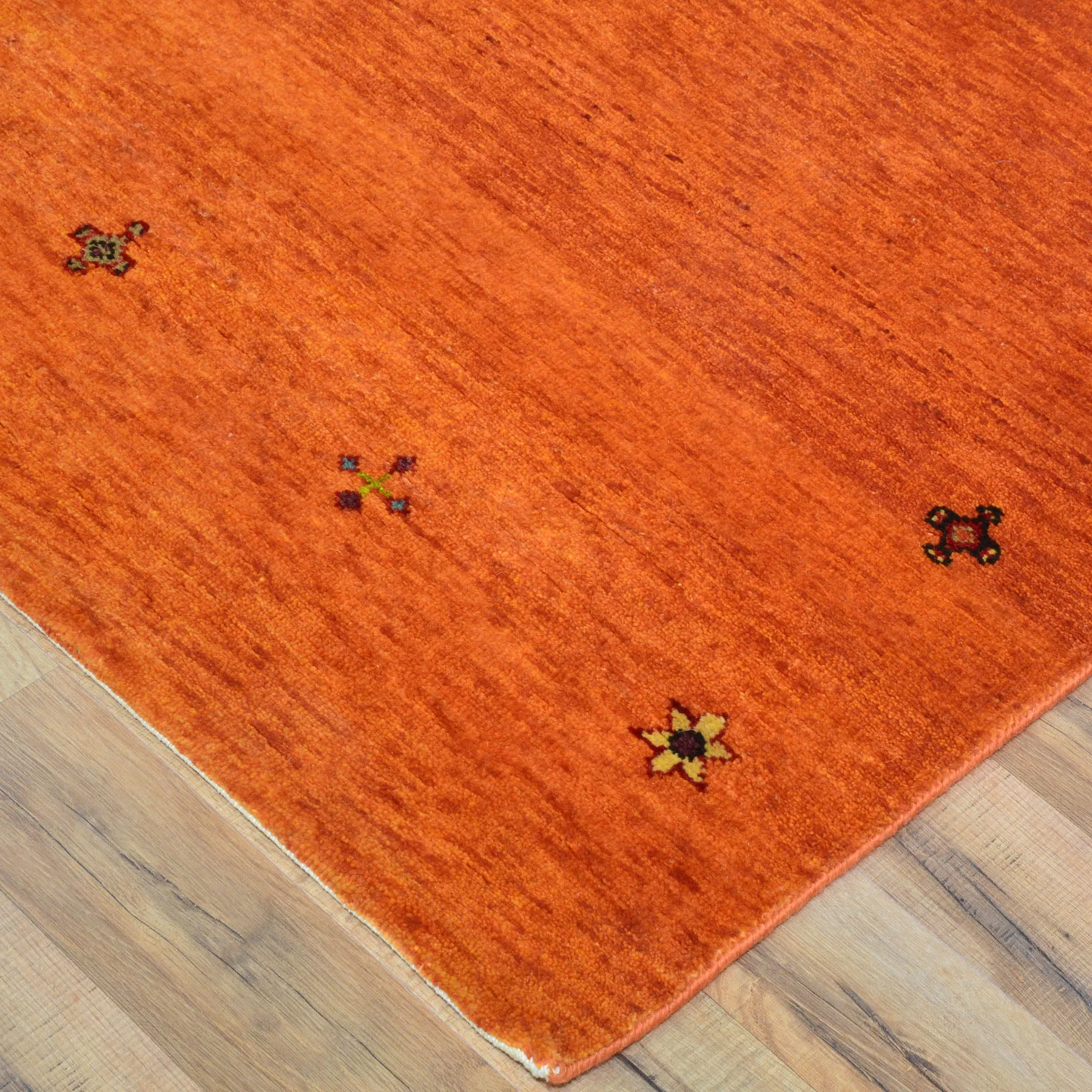 Hand-Knotted Orange Modern Gabbeh Handmade 100% Wool Rug (Size 2.8 X 10.1) Cwral-9498