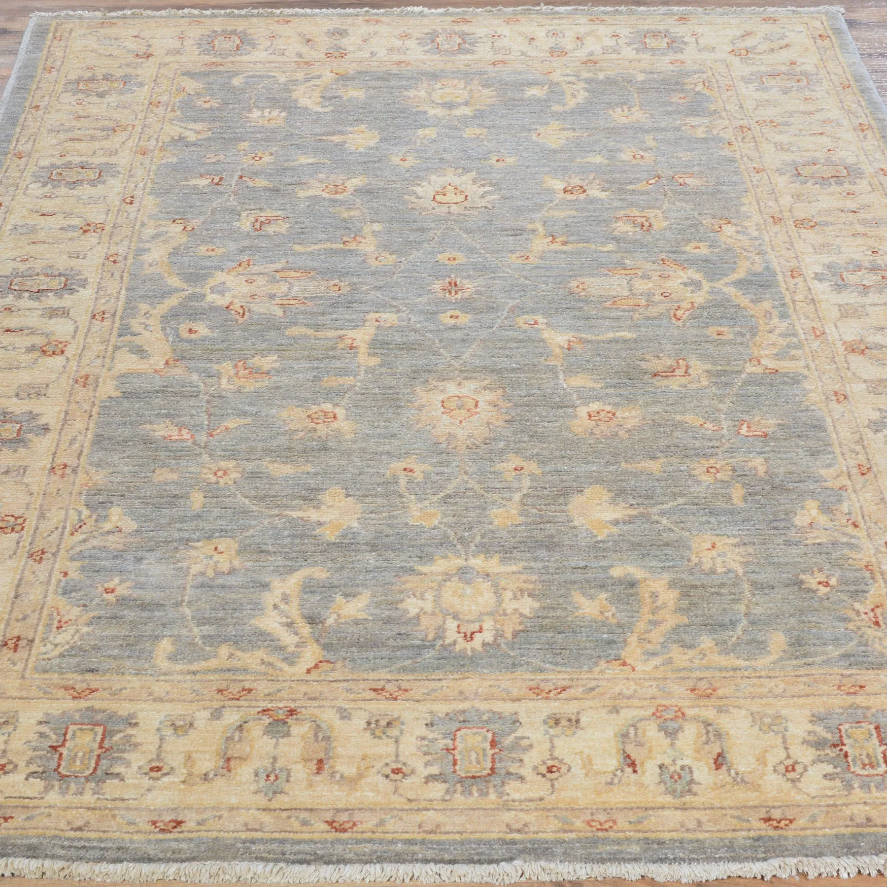 Hand-Knotted Oriental Afghan Chobi Oushak Design Wool Handmade Rug (Size 4.2 X 6.0) Cwral-6630
