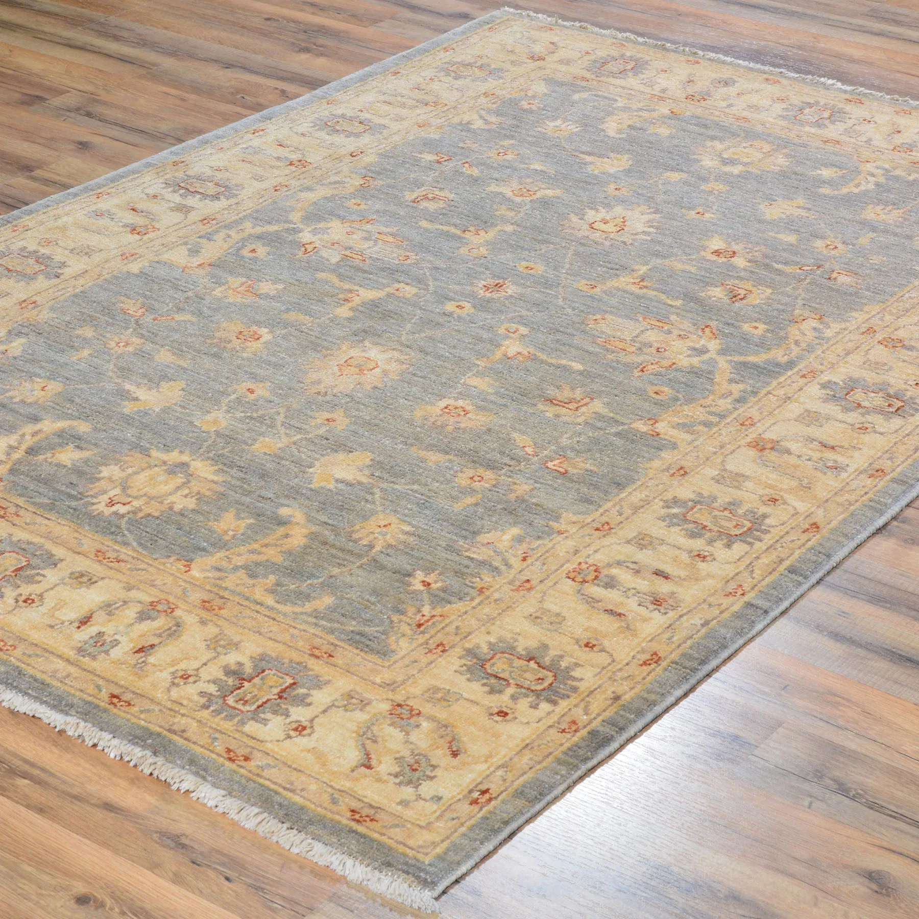 Hand-Knotted Oriental Afghan Chobi Oushak Design Wool Handmade Rug (Size 4.2 X 6.0) Cwral-6630