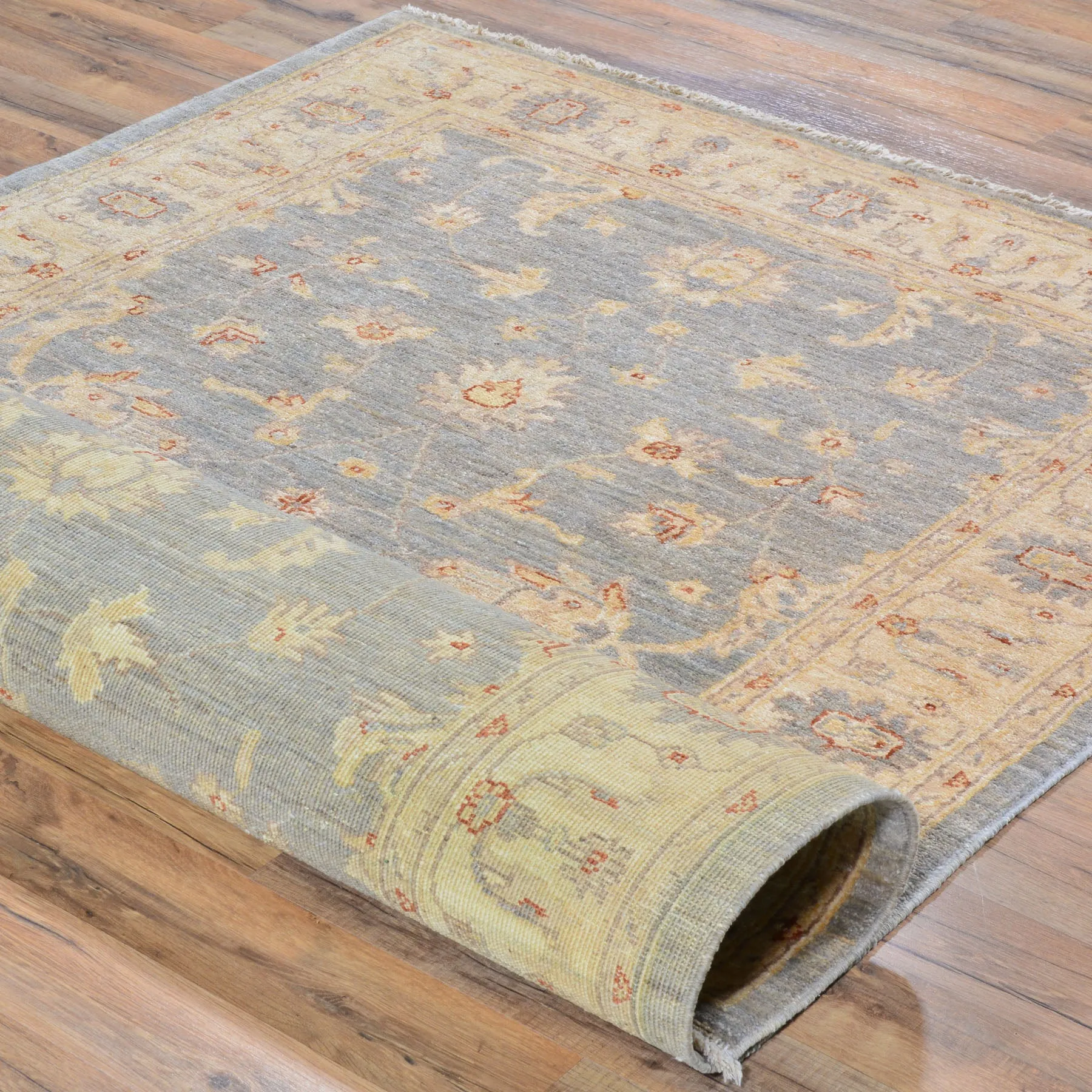 Hand-Knotted Oriental Afghan Chobi Oushak Design Wool Handmade Rug (Size 4.2 X 6.0) Cwral-6630