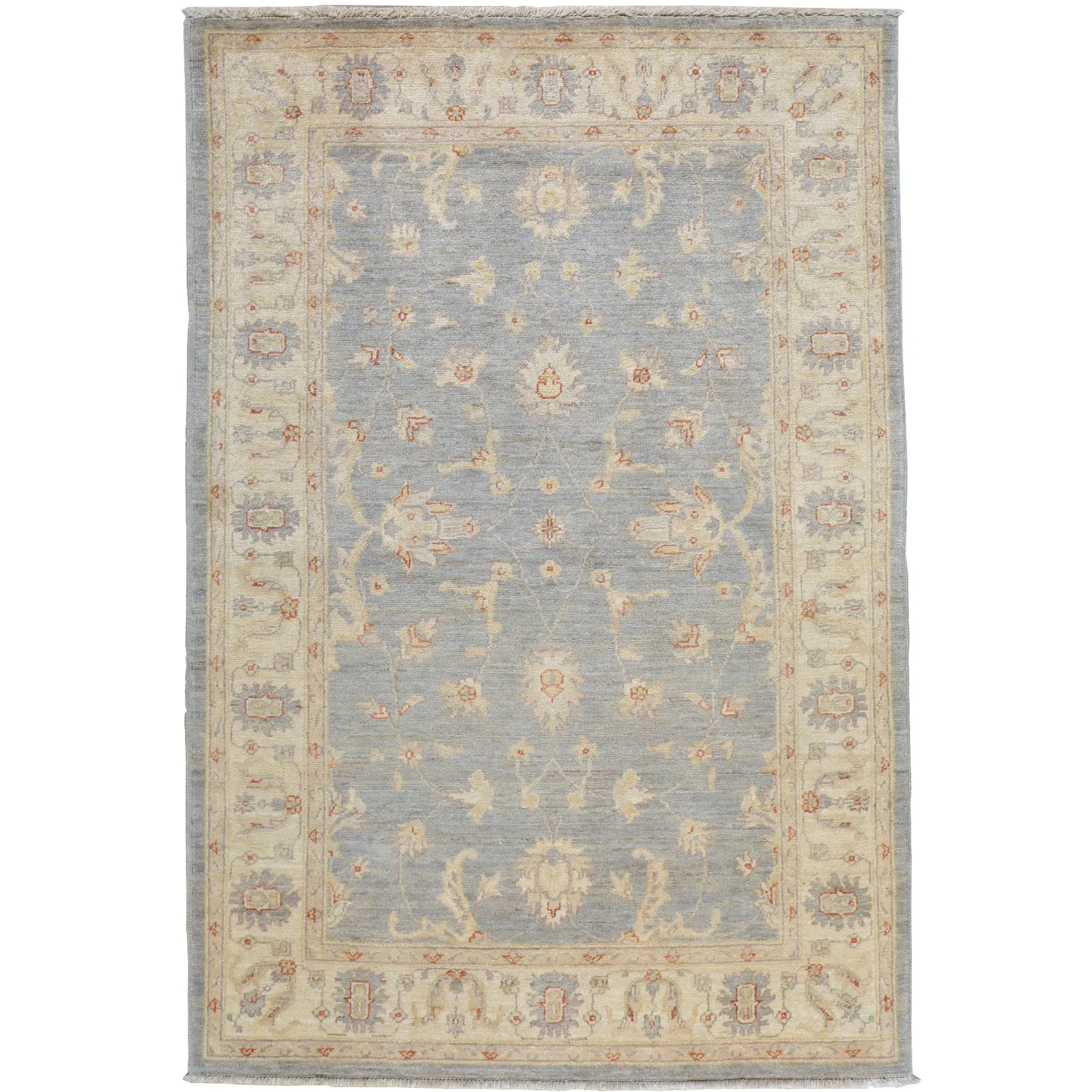 Hand-Knotted Oriental Afghan Chobi Oushak Design Wool Handmade Rug (Size 4.2 X 6.0) Cwral-6630