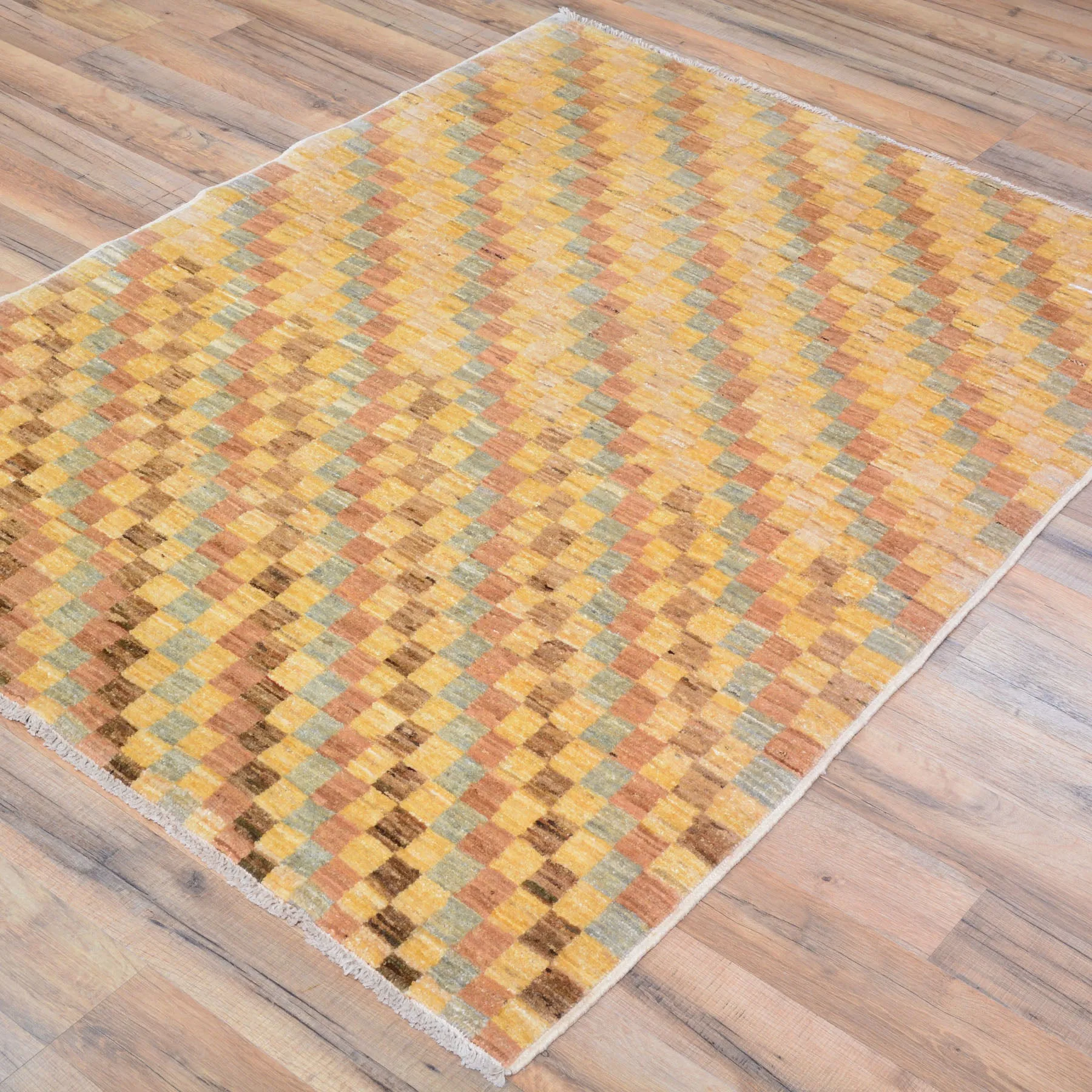 Hand-Knotted Oriental Peshawar Striped Design Gabbeh Wool Rug (Size 3.6 X 4.8) Brral-435