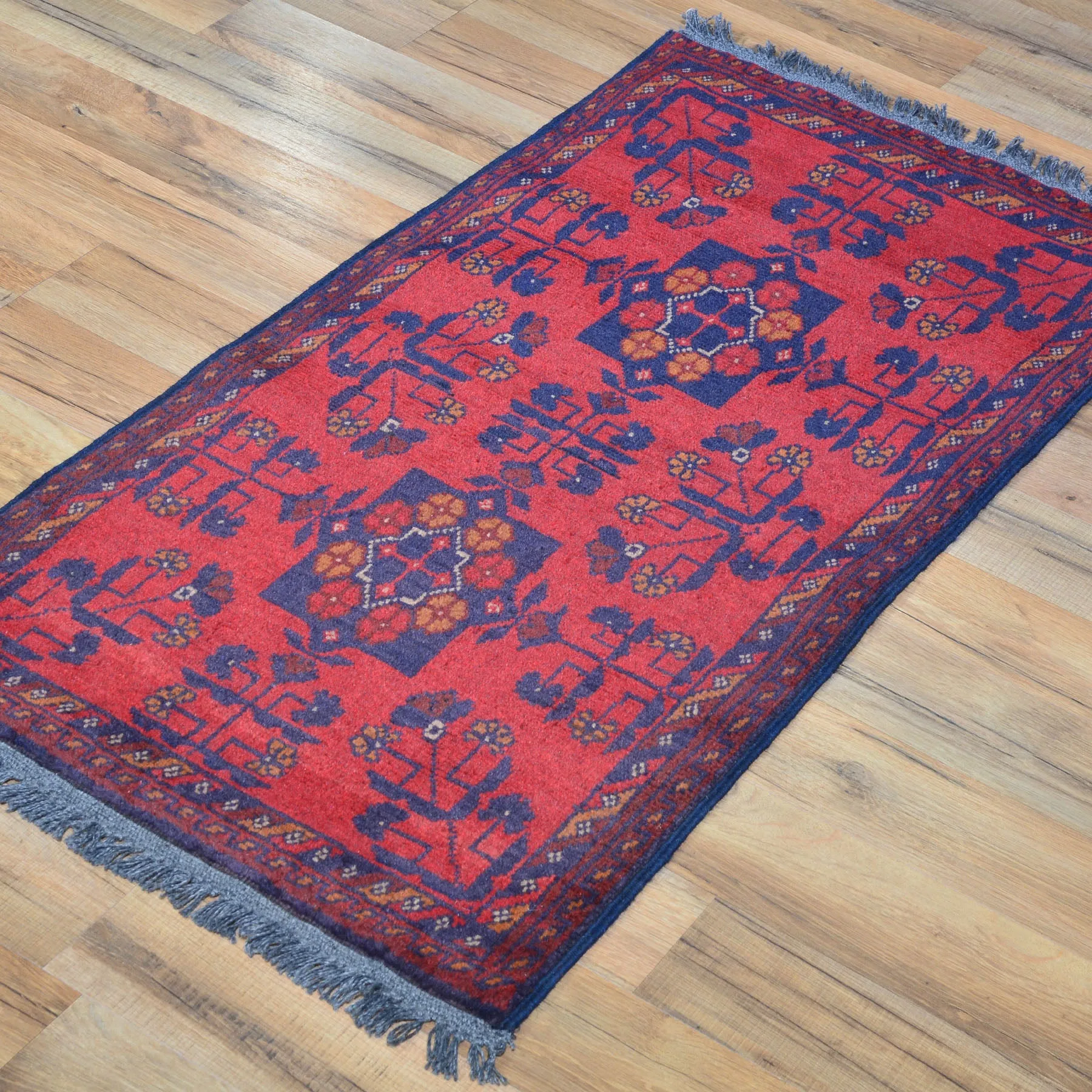 Hand-Knotted Oriental Tribal Turkoman Handmade 100% Wool Rug (Size 1.8 X 3.7) Cwral-7968