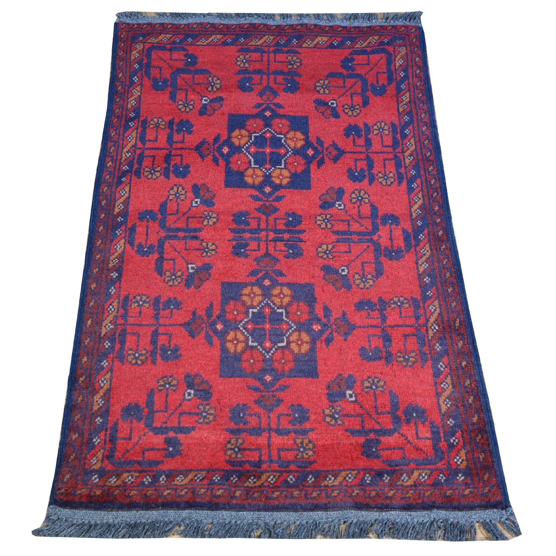 Hand-Knotted Oriental Tribal Turkoman Handmade 100% Wool Rug (Size 1.8 X 3.7) Cwral-7968