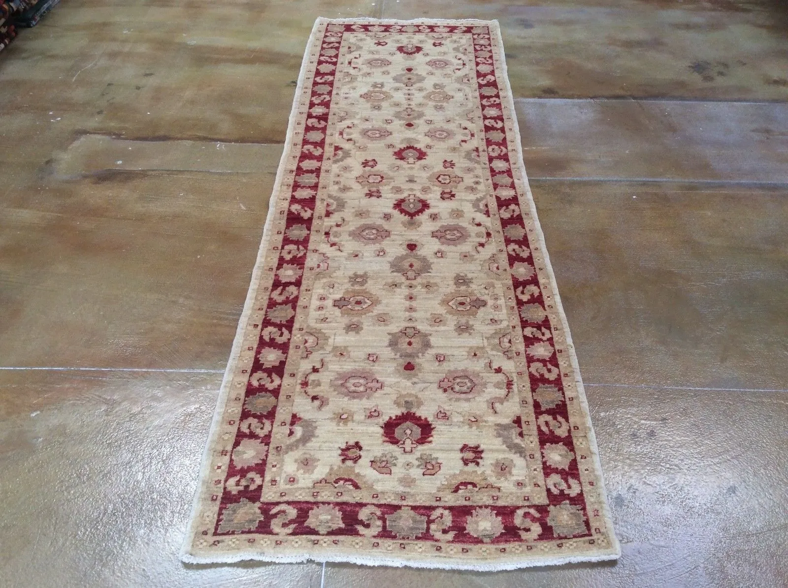 Hand-Knotted Oushak Design Chobi Rug Traditional 100% Wool (Size 3.1 X 9.7) Brrsf-393
