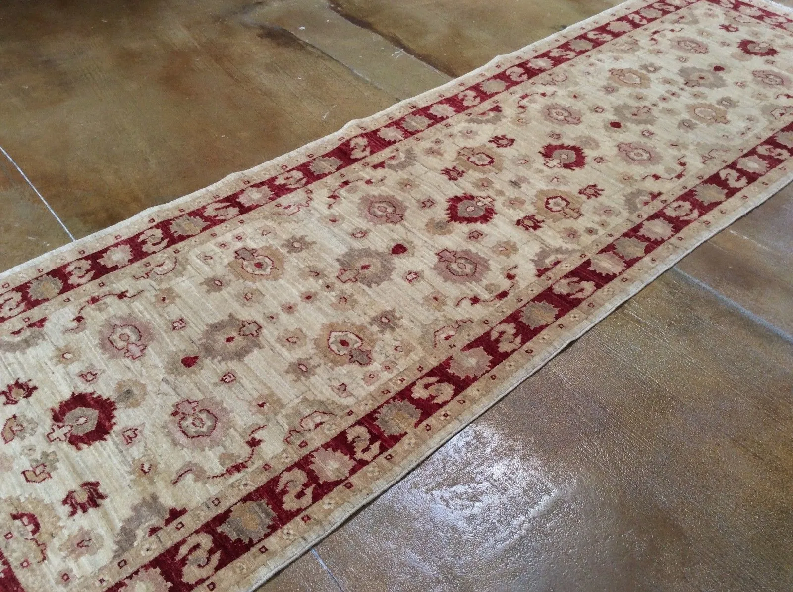 Hand-Knotted Oushak Design Chobi Rug Traditional 100% Wool (Size 3.1 X 9.7) Brrsf-393