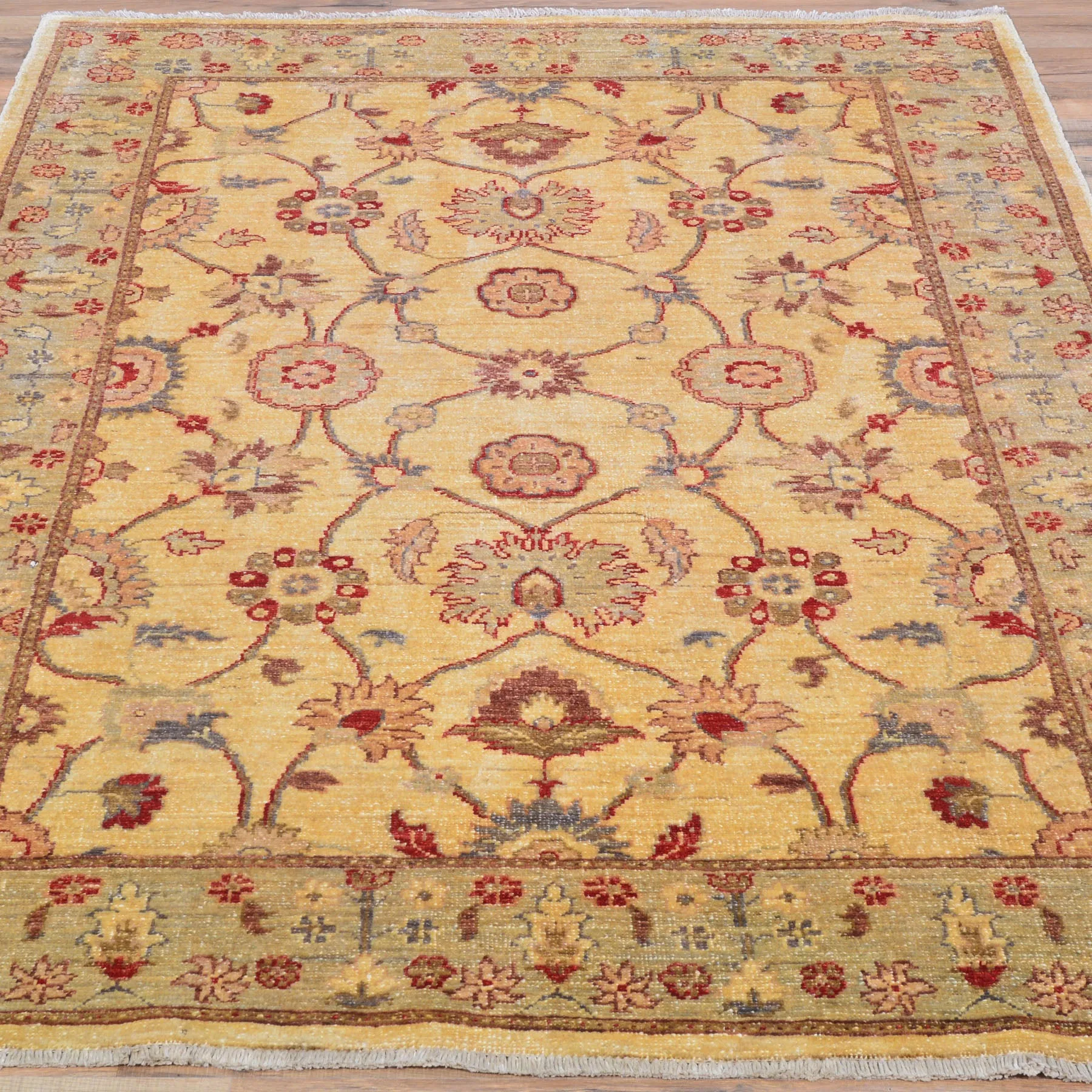 Hand-Knotted  Oushak Traditional Design Wool Chobi Rug (Size 4.1 X 5.8) Brral-597