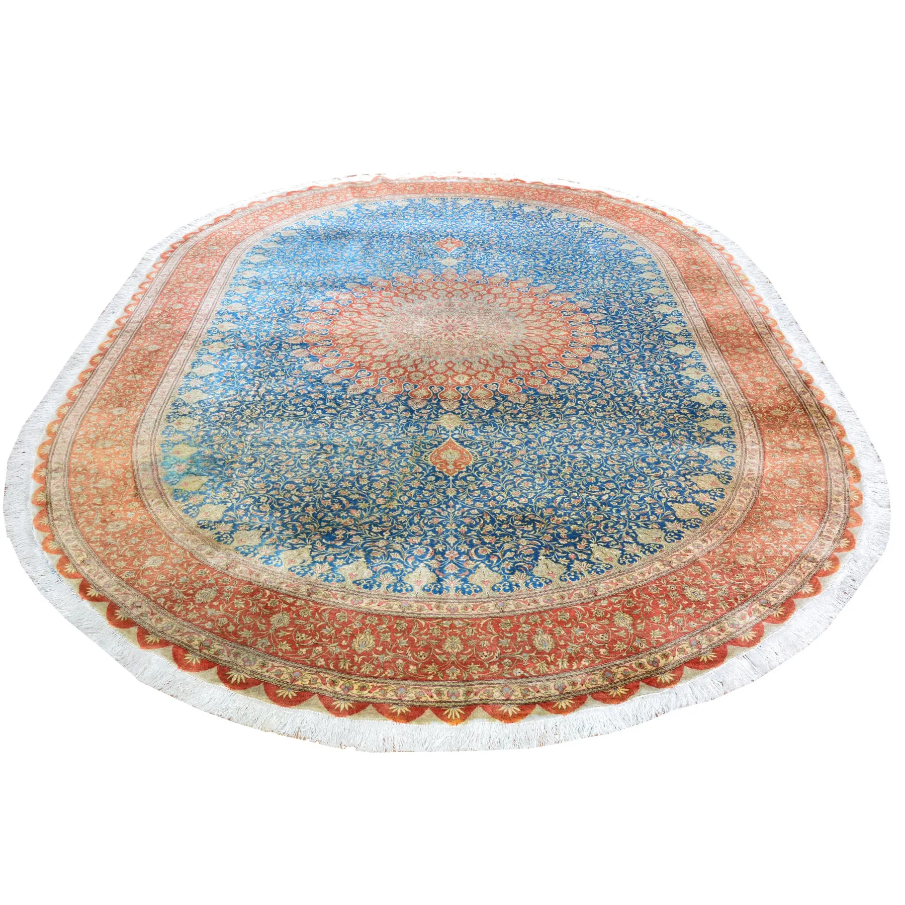 Hand Knotted Oval Persian Isfahan Silk Signature Handmade (Size 6.5 X 9.9) Cwral-7983