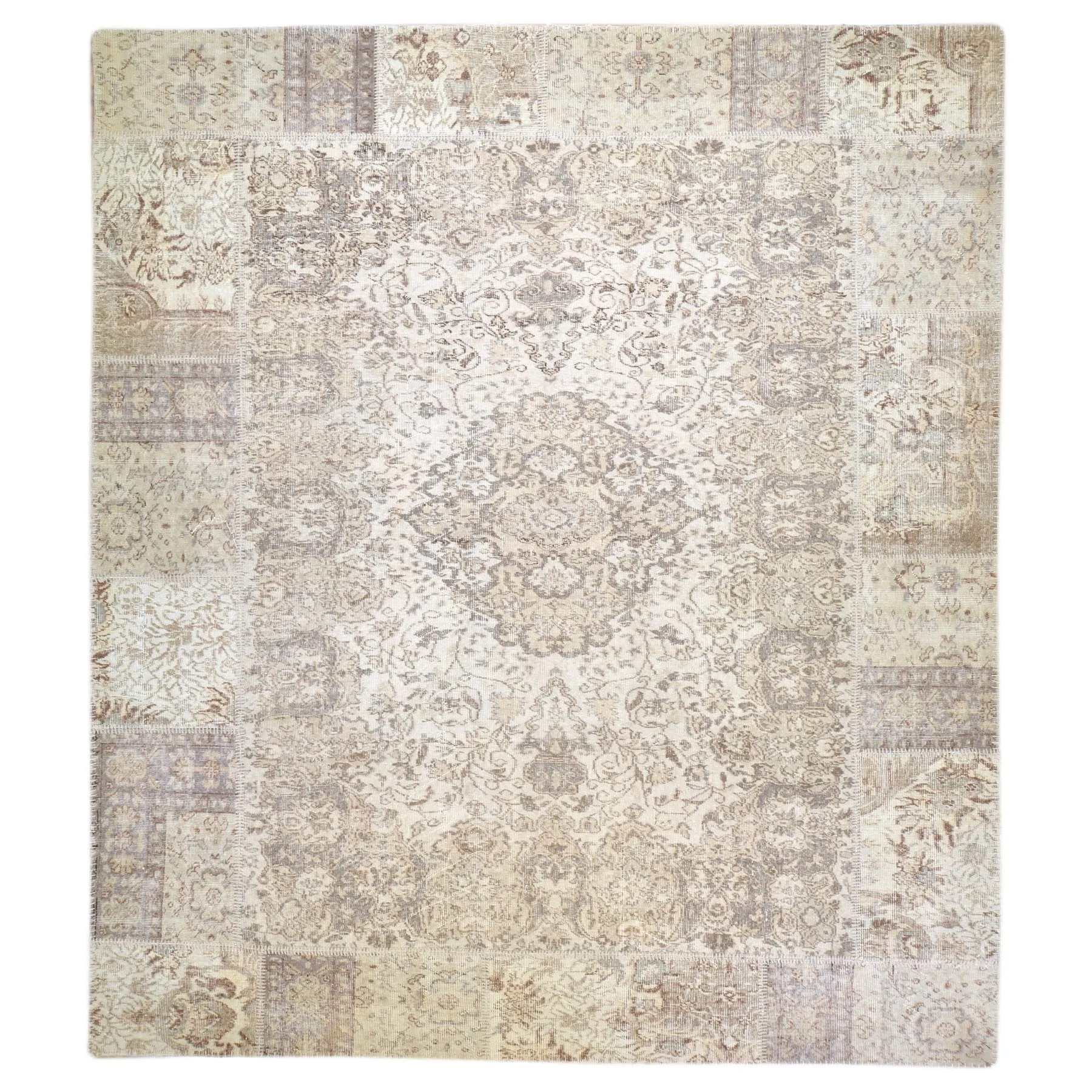 Hand-Knotted Over-dyed Patch Work 100% Wool Rug (Size 8.0 X 10.1) Brral-6165