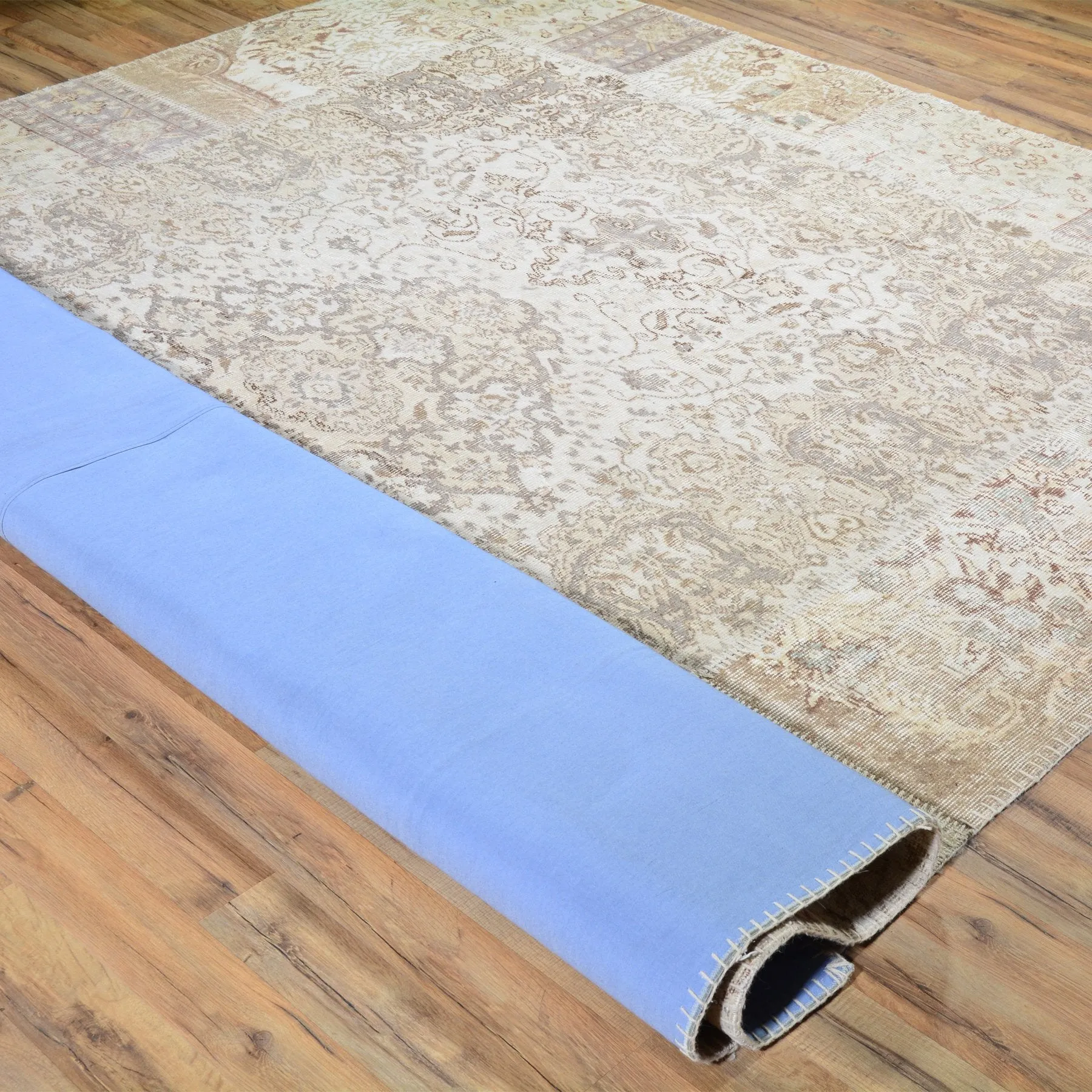 Hand-Knotted Over-dyed Patch Work 100% Wool Rug (Size 8.0 X 10.1) Brral-6165