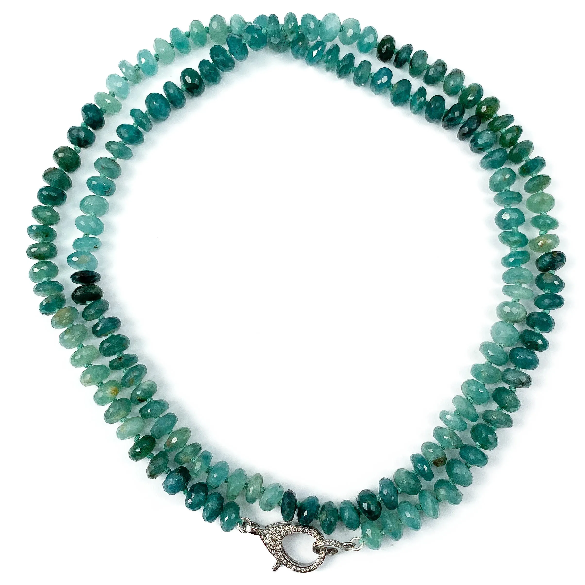 Hand-Knotted Pavé Diamond & Grandidierite Strand Necklace