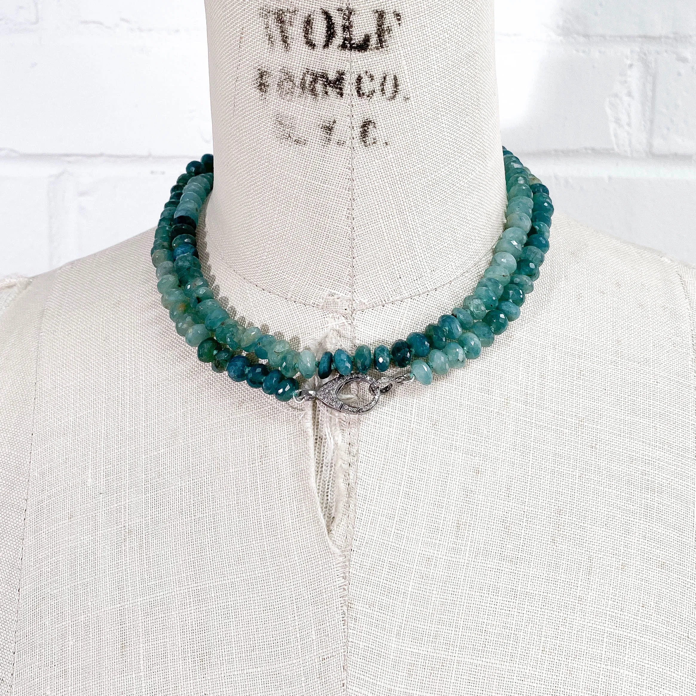 Hand-Knotted Pavé Diamond & Grandidierite Strand Necklace