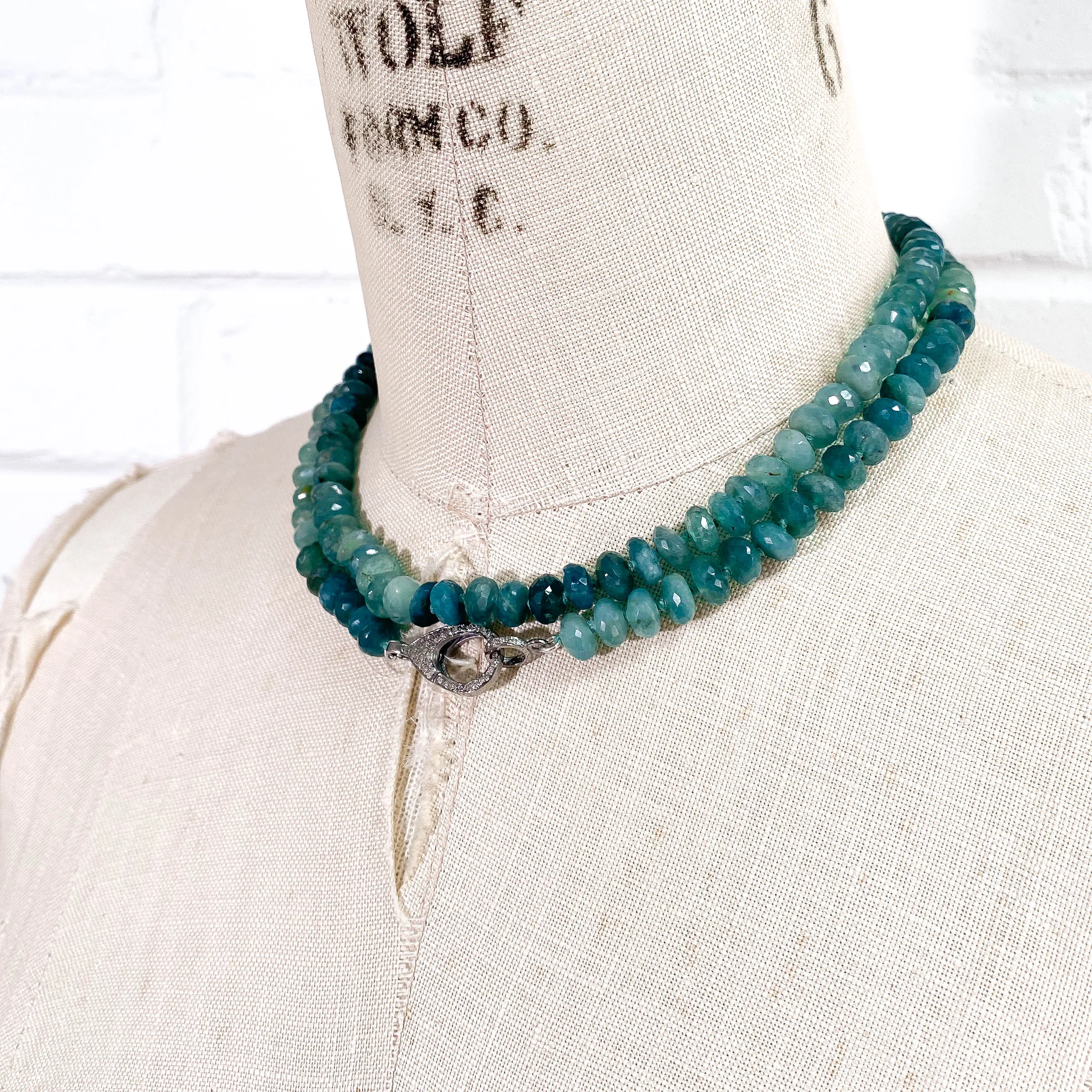 Hand-Knotted Pavé Diamond & Grandidierite Strand Necklace