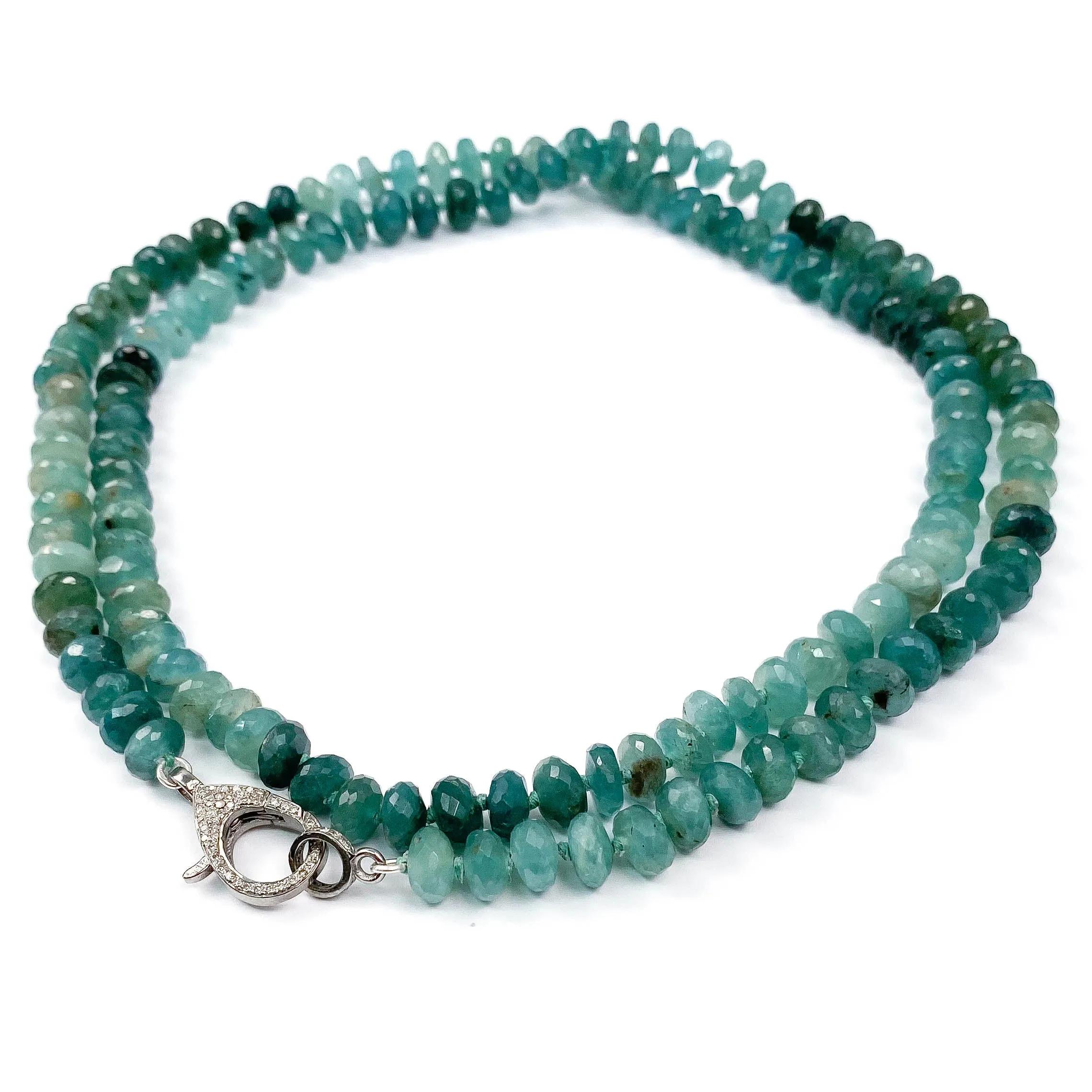 Hand-Knotted Pavé Diamond & Grandidierite Strand Necklace