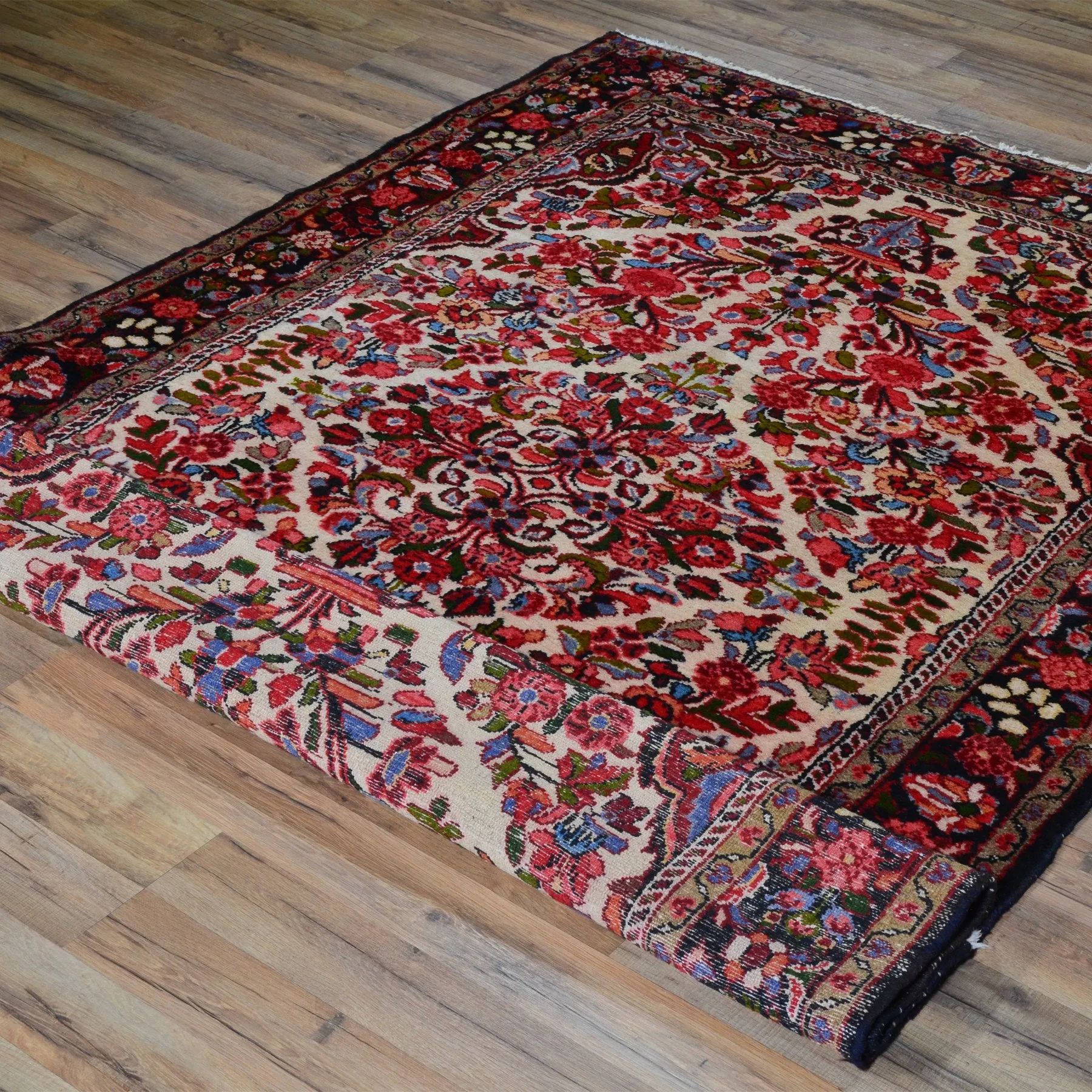 Hand-Knotted Persian Hamadan Wool Geometric Design Rug (Size 4.10 X 7.6) Brral-6552