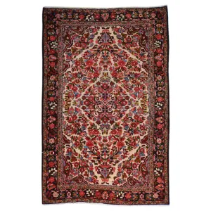 Hand-Knotted Persian Hamadan Wool Geometric Design Rug (Size 4.10 X 7.6) Brral-6552