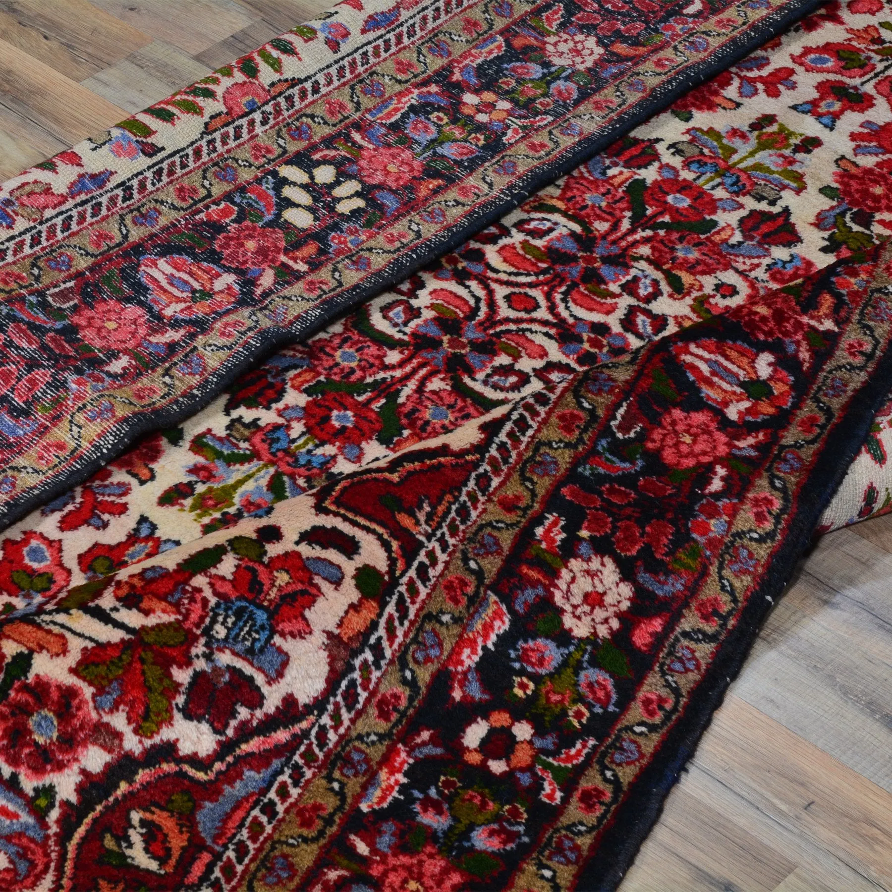 Hand-Knotted Persian Hamadan Wool Geometric Design Rug (Size 4.10 X 7.6) Brral-6552