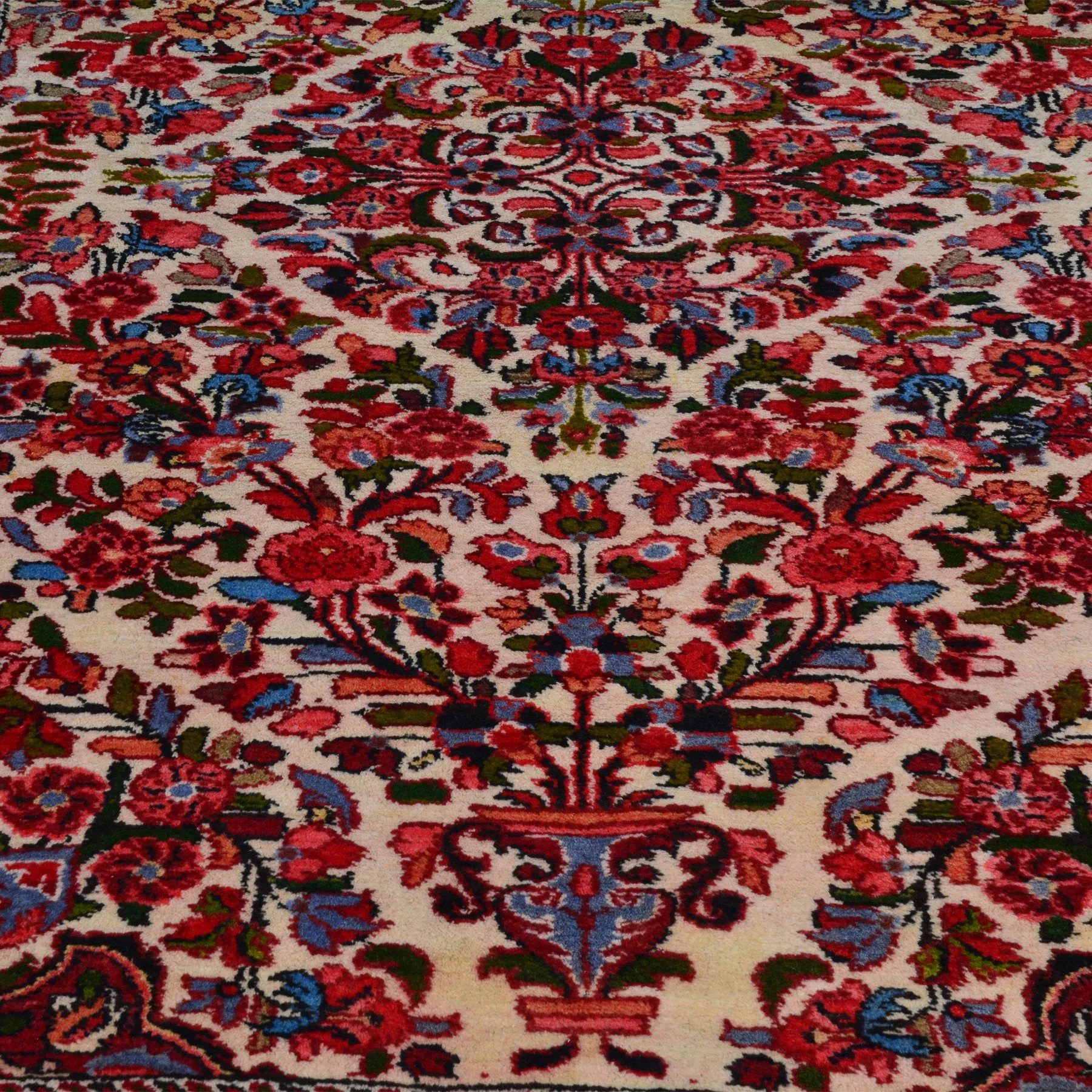 Hand-Knotted Persian Hamadan Wool Geometric Design Rug (Size 4.10 X 7.6) Brral-6552