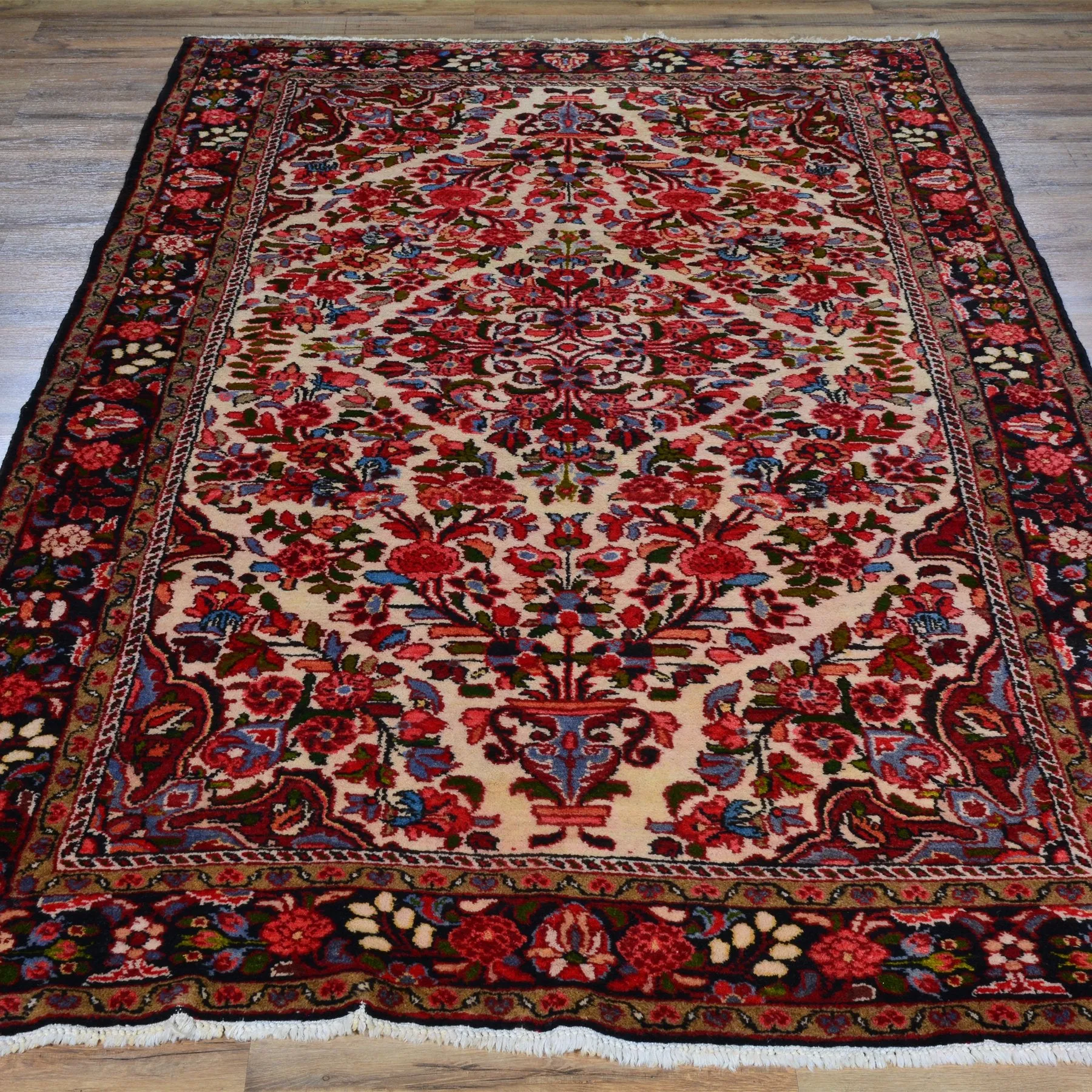 Hand-Knotted Persian Hamadan Wool Geometric Design Rug (Size 4.10 X 7.6) Brral-6552
