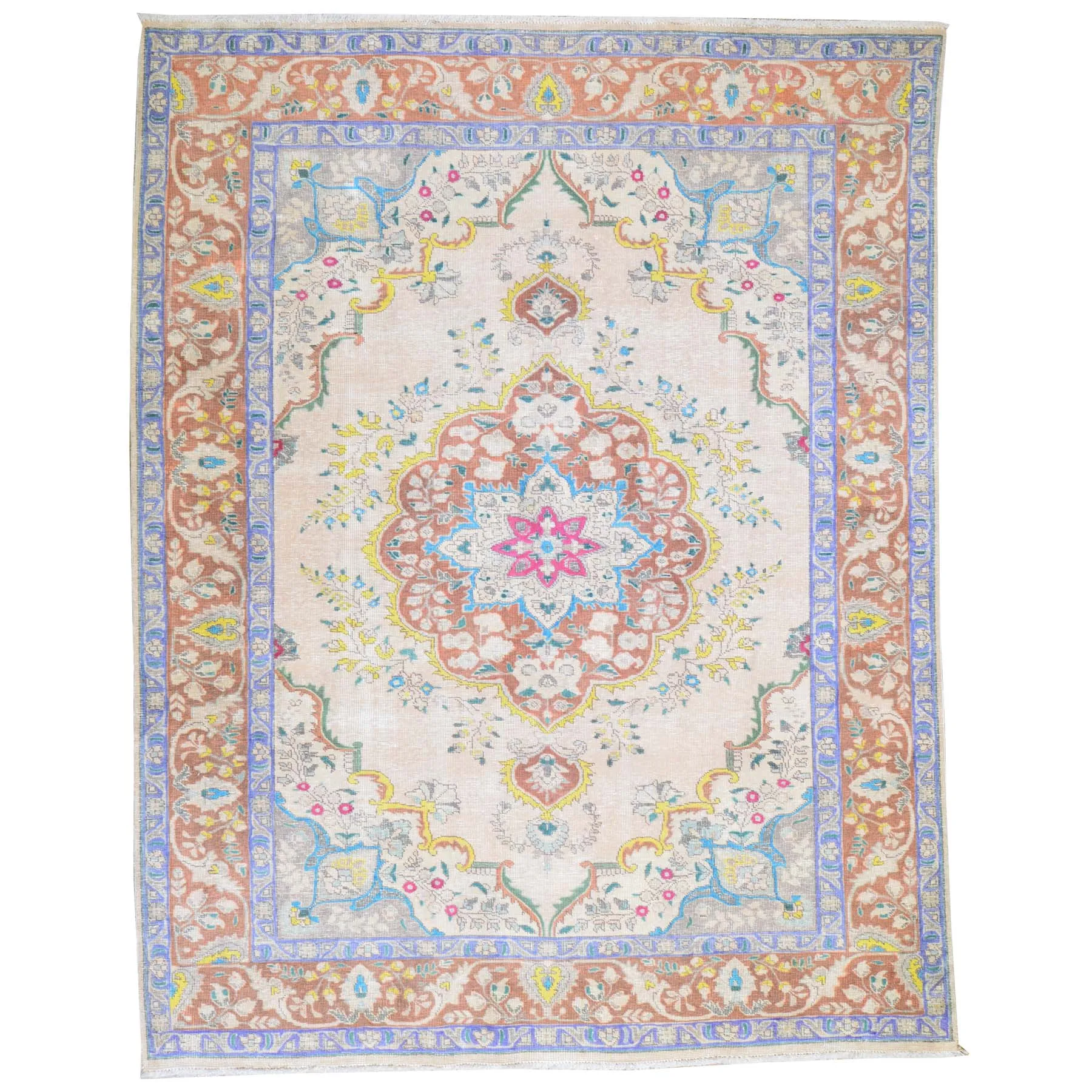 Hand-Knotted Persian Low Pile Wool Handmade Rug (Size 6.8 X 9.8) Brrsf-1269