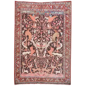 Hand-Knotted Persian Tribal Pictorial Design Wool Rug (Size 4.4 X 6.4) Cwral-7929