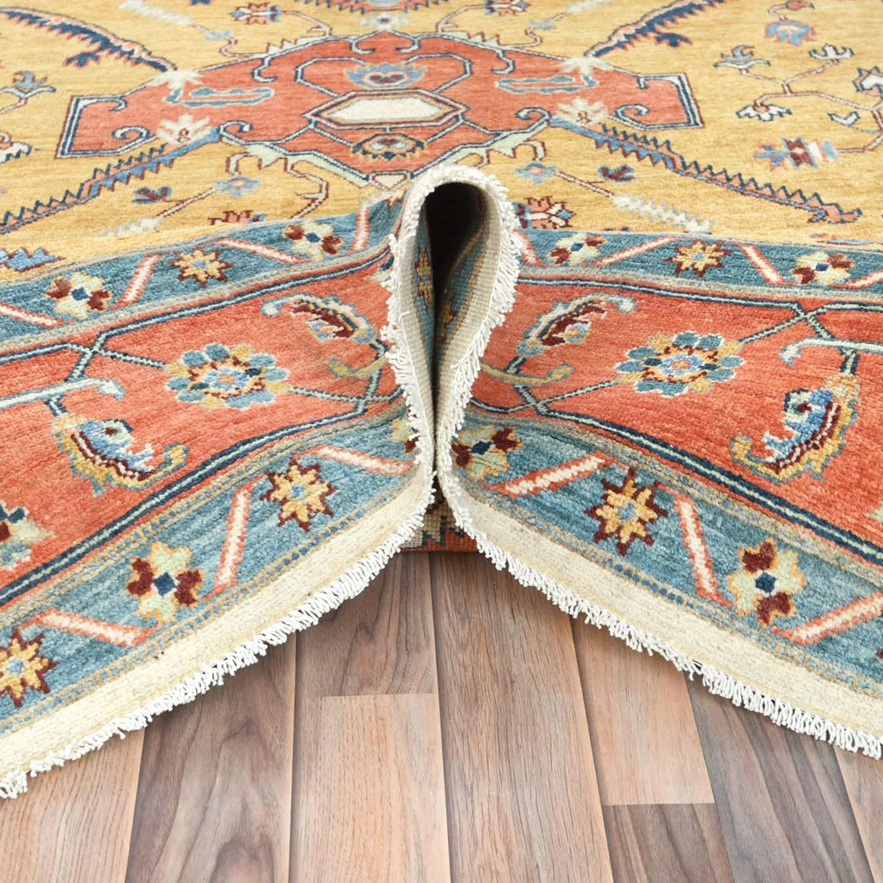 Hand-Knotted Peshawar Chobi Heriz Design Handmade Wool Rug (Size 7.11 X 10.3) Cwral-9366