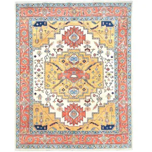 Hand-Knotted Peshawar Chobi Heriz Design Handmade Wool Rug (Size 7.11 X 10.3) Cwral-9366