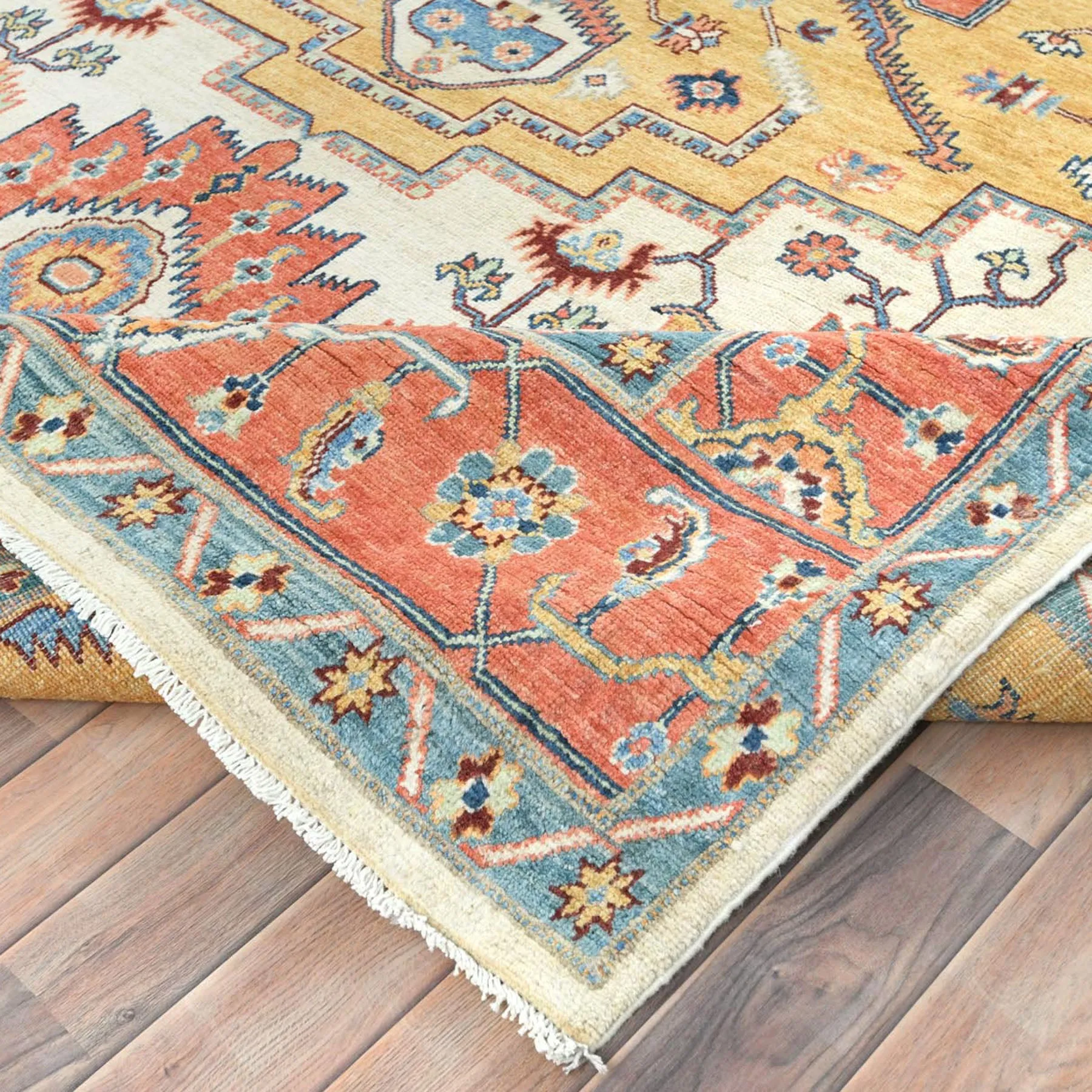 Hand-Knotted Peshawar Chobi Heriz Design Handmade Wool Rug (Size 7.11 X 10.3) Cwral-9366