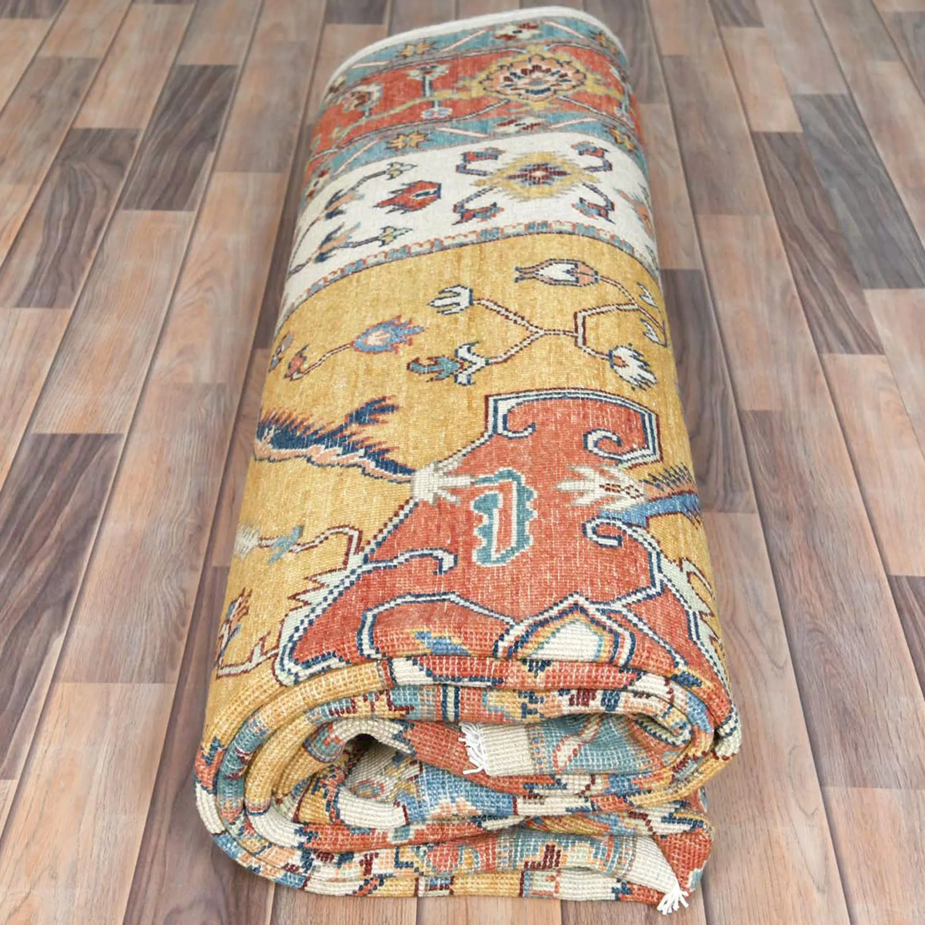 Hand-Knotted Peshawar Chobi Heriz Design Handmade Wool Rug (Size 7.11 X 10.3) Cwral-9366