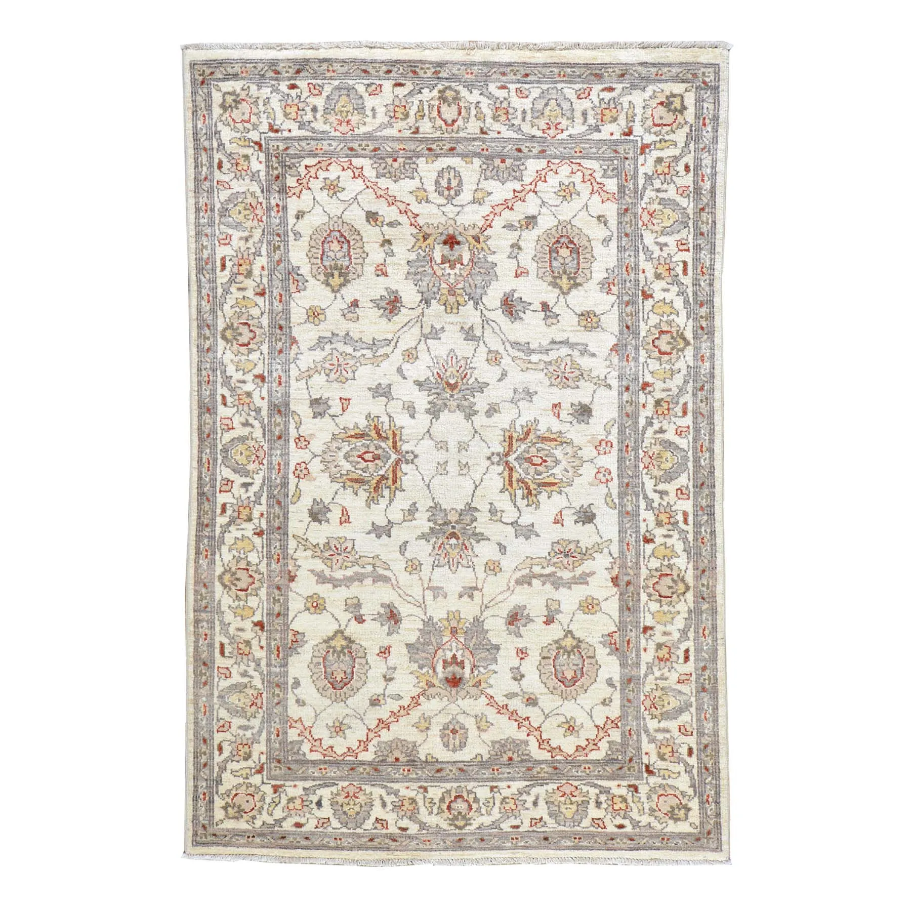 Hand-Knotted Peshawar Chobi Oushak Design Wool Rug (Size 4.0 X 6.0) Cwral-492
