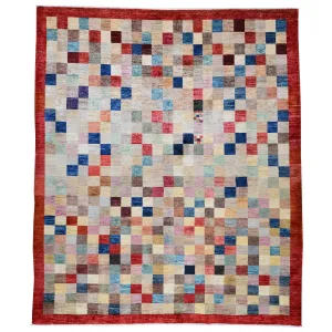Hand-Knotted Peshawar Gabbeh Design Wool Rug (Size 8.1 X 9.4) Brral-1092
