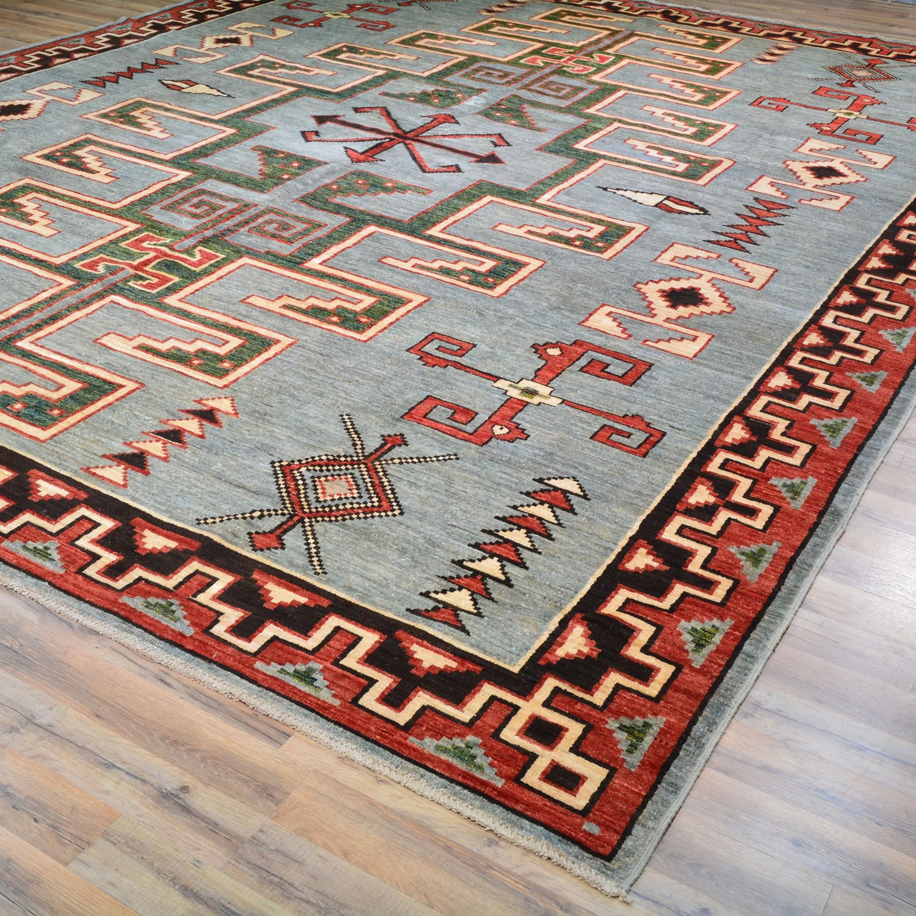 Hand-Knotted Peshawar Southwestern Design Handmade Wool Rug (Size 10.4 X 13.6) Cwral-9936
