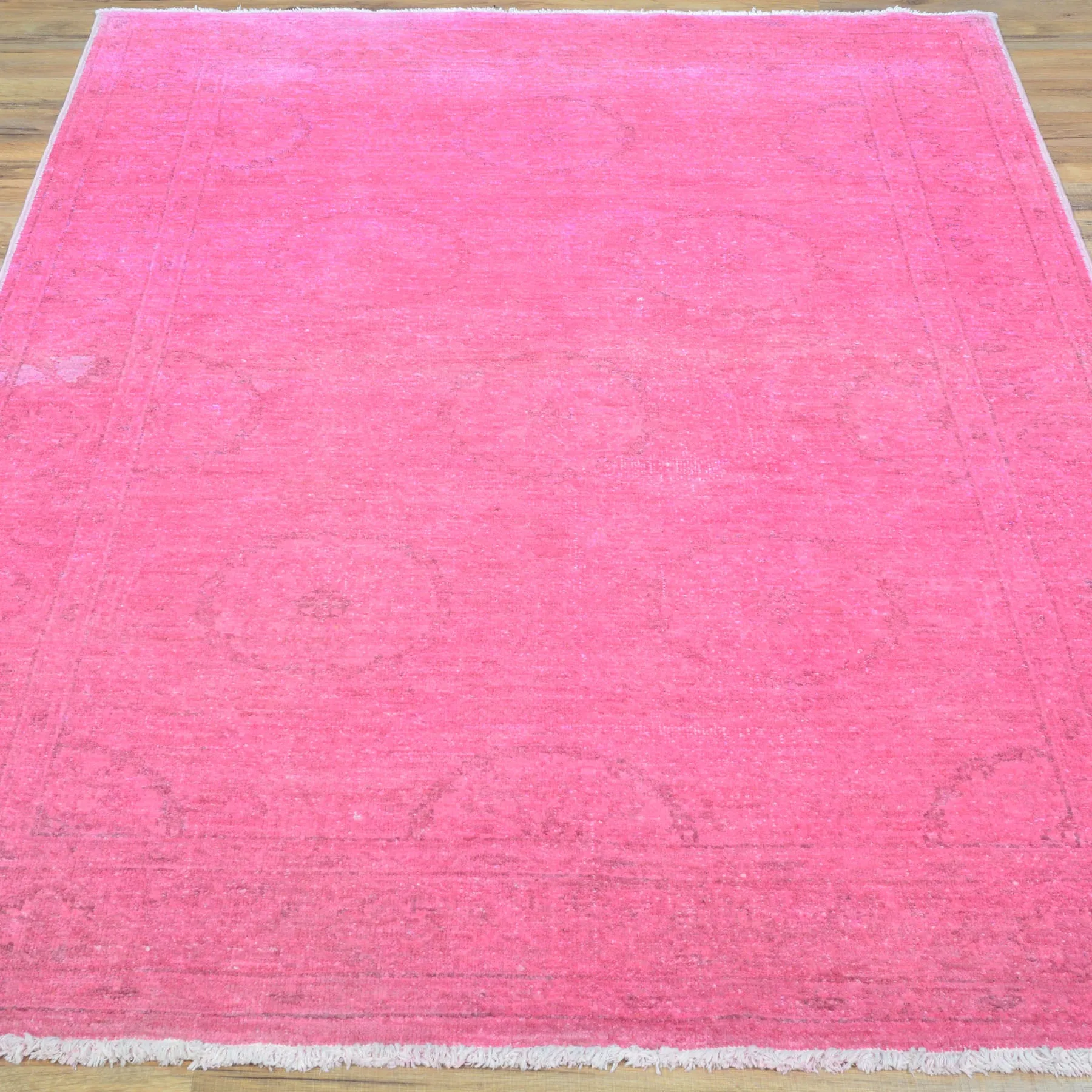 Hand-Knotted Pink Overdyed Chobi Wool Handmade Rug (Size 4.1 X 6.1) Brral-495