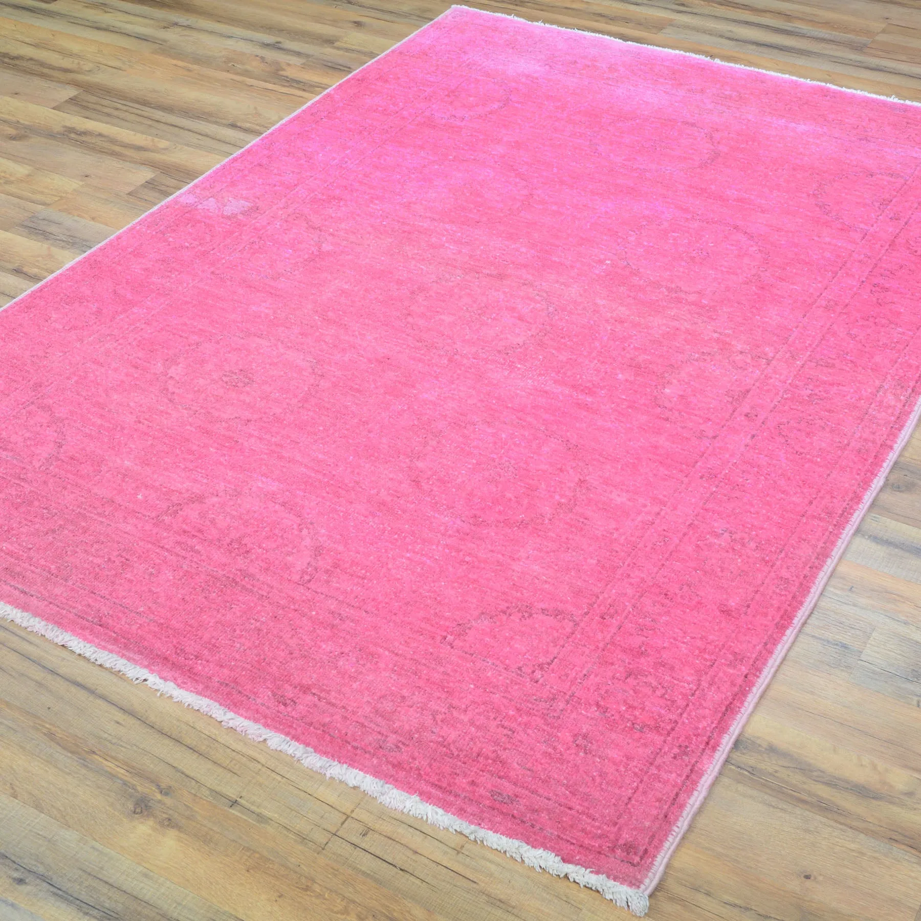 Hand-Knotted Pink Overdyed Chobi Wool Handmade Rug (Size 4.1 X 6.1) Brral-495