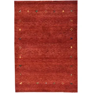 Hand-Knotted Red Gabbeh Wool Handmade Area Rug (Size 4.0 X 6.0) Cwral-7224