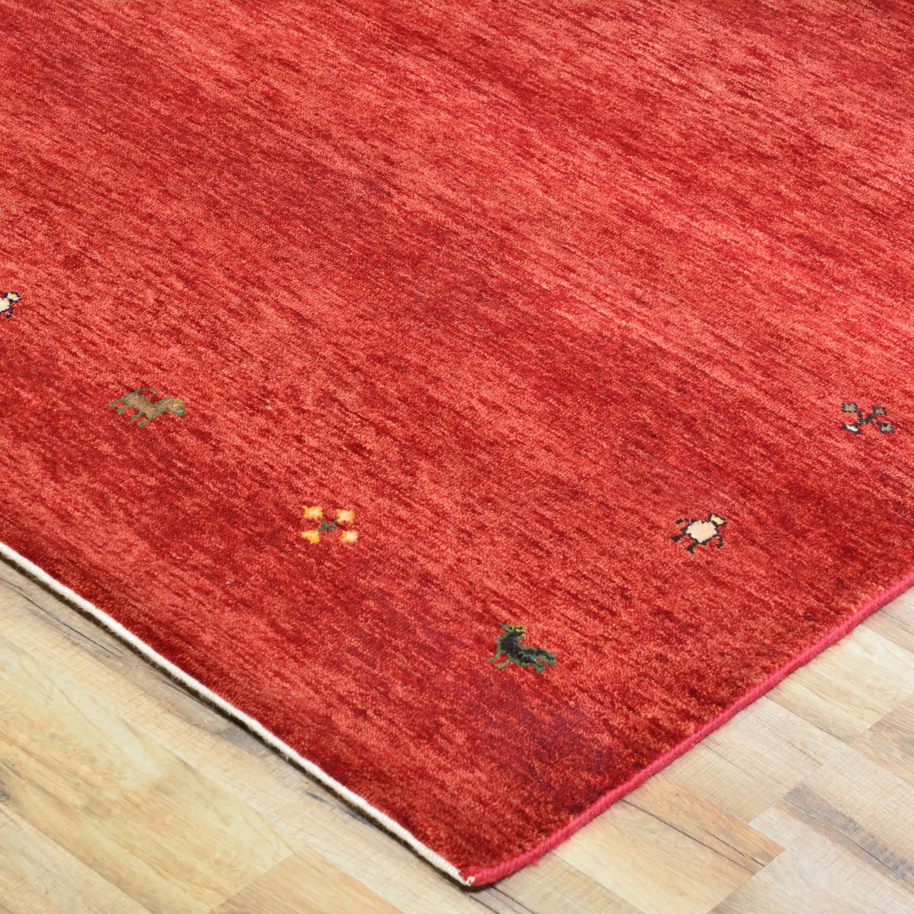 Hand-Knotted Red Gabbeh Wool Handmade Area Rug (Size 4.0 X 6.0) Cwral-7224