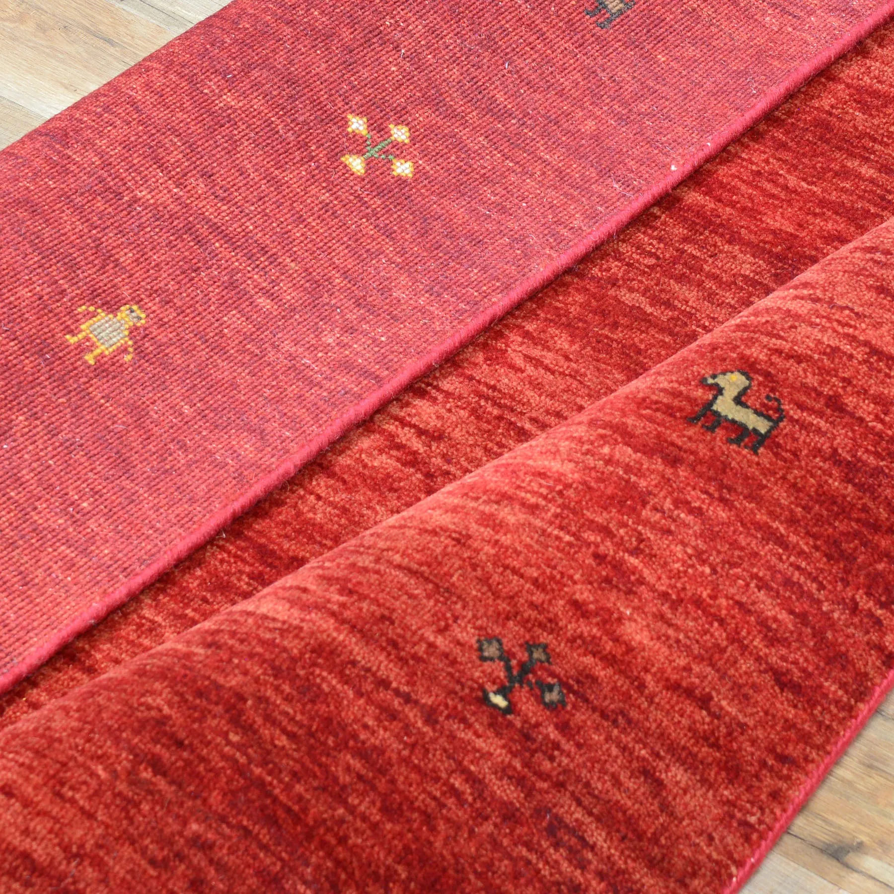 Hand-Knotted Red Gabbeh Wool Handmade Area Rug (Size 4.0 X 6.0) Cwral-7224