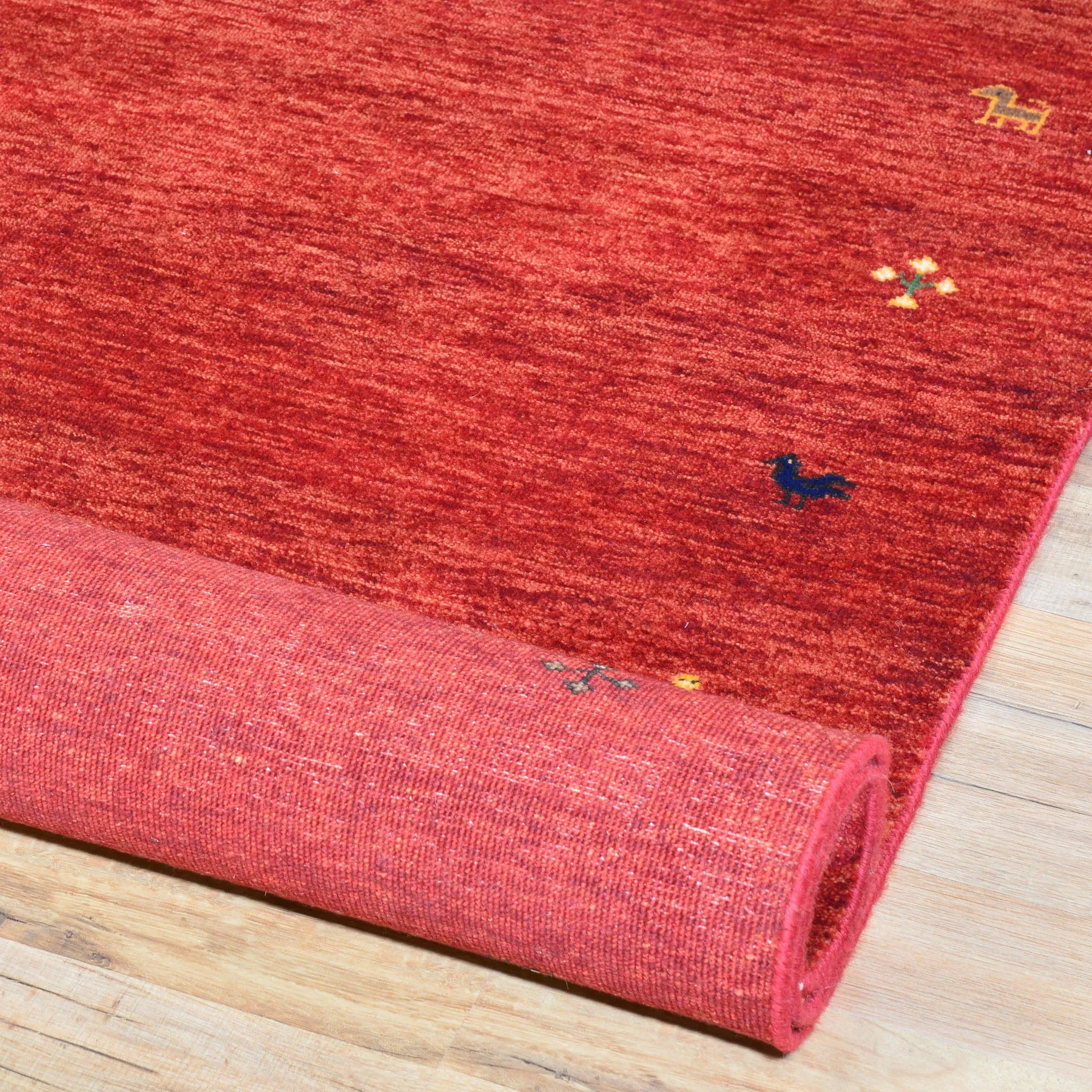 Hand-Knotted Red Gabbeh Wool Handmade Area Rug (Size 4.0 X 6.0) Cwral-7224