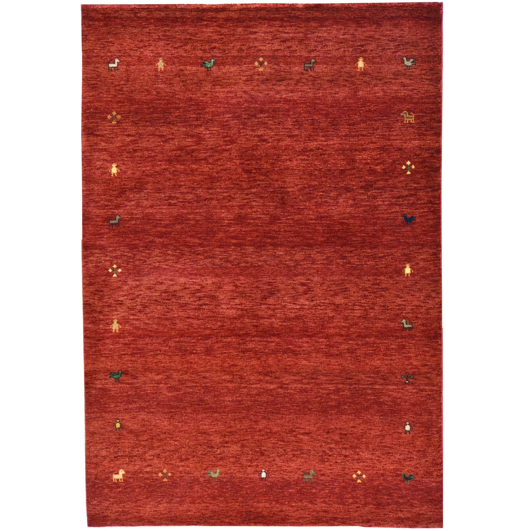Hand-Knotted Red Gabbeh Wool Handmade Area Rug (Size 4.0 X 6.0) Cwral-7224
