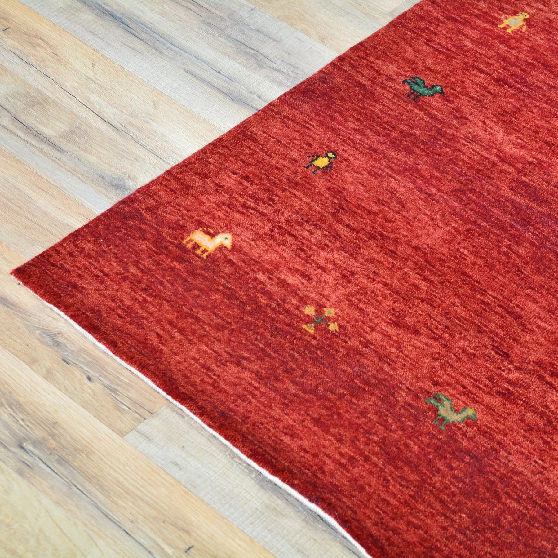 Hand-Knotted Red Gabbeh Wool Handmade Area Rug (Size 4.0 X 6.0) Cwral-7224