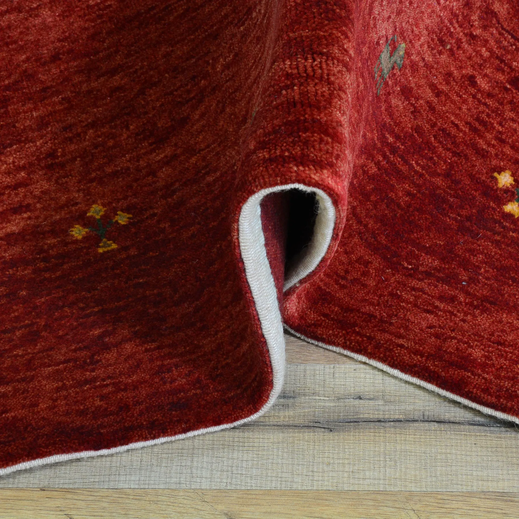 Hand-Knotted Red Gabbeh Wool Handmade Area Rug (Size 4.0 X 6.0) Cwral-7224