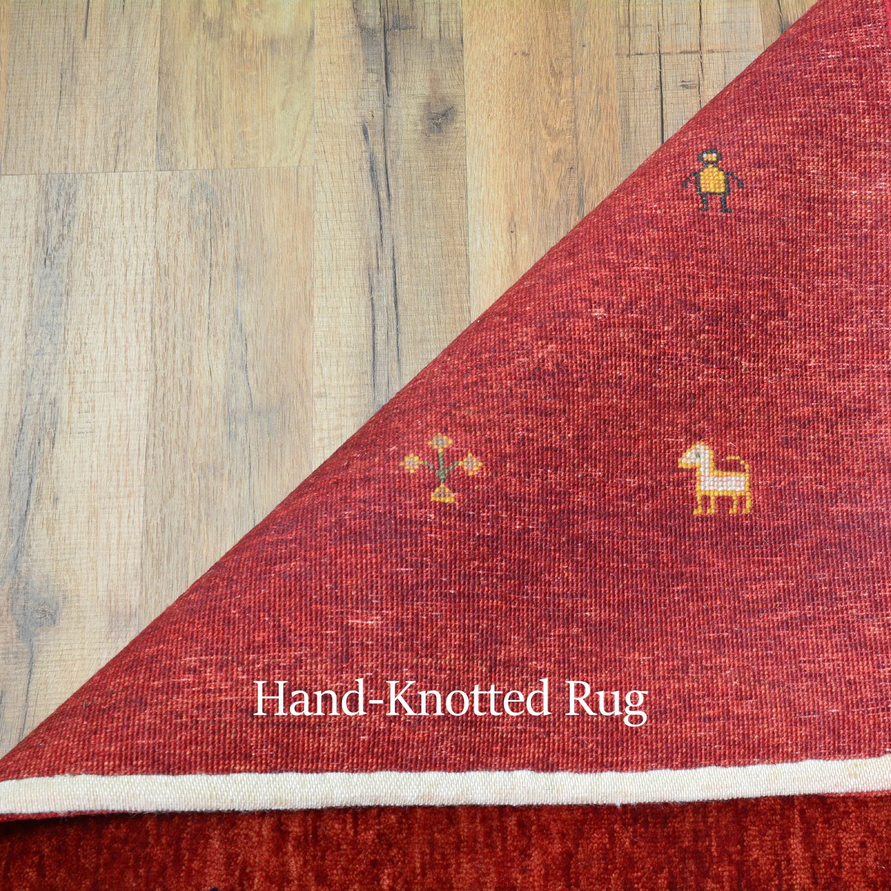 Hand-Knotted Red Gabbeh Wool Handmade Area Rug (Size 4.0 X 6.0) Cwral-7224
