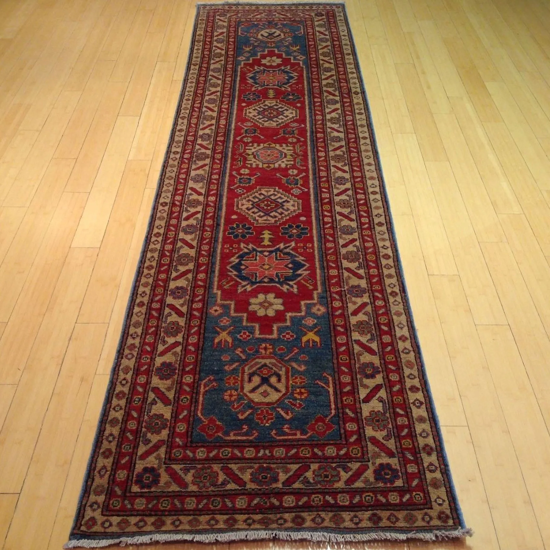 Hand-Knotted Super Kazak Design 100% Wool Rug Handmade (Size 2.9 X 10.9) Brral-1746