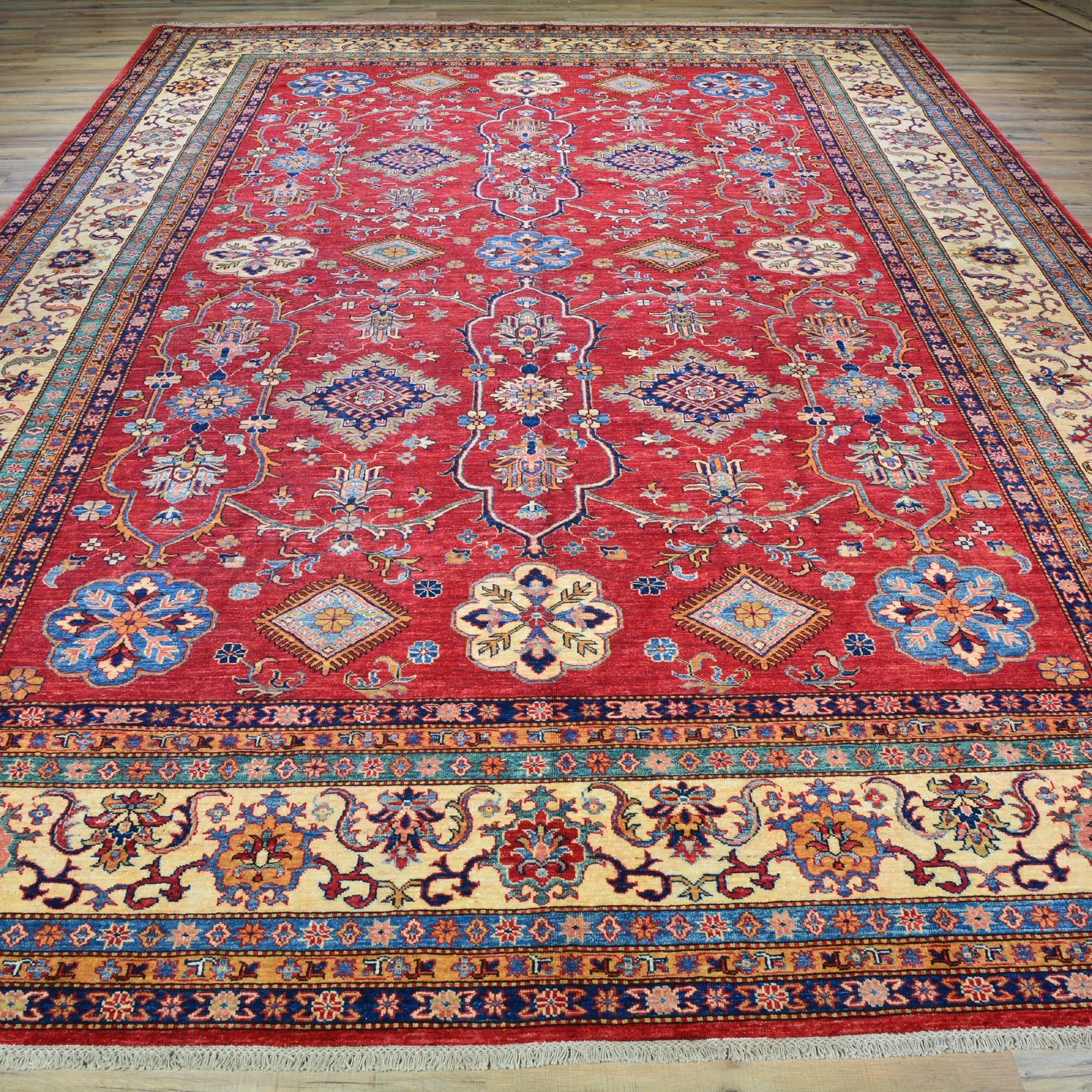 Hand-Knotted Super Kazak Design 100% Wool Rug (Size 9.10 X 14.0) Cwral-6027